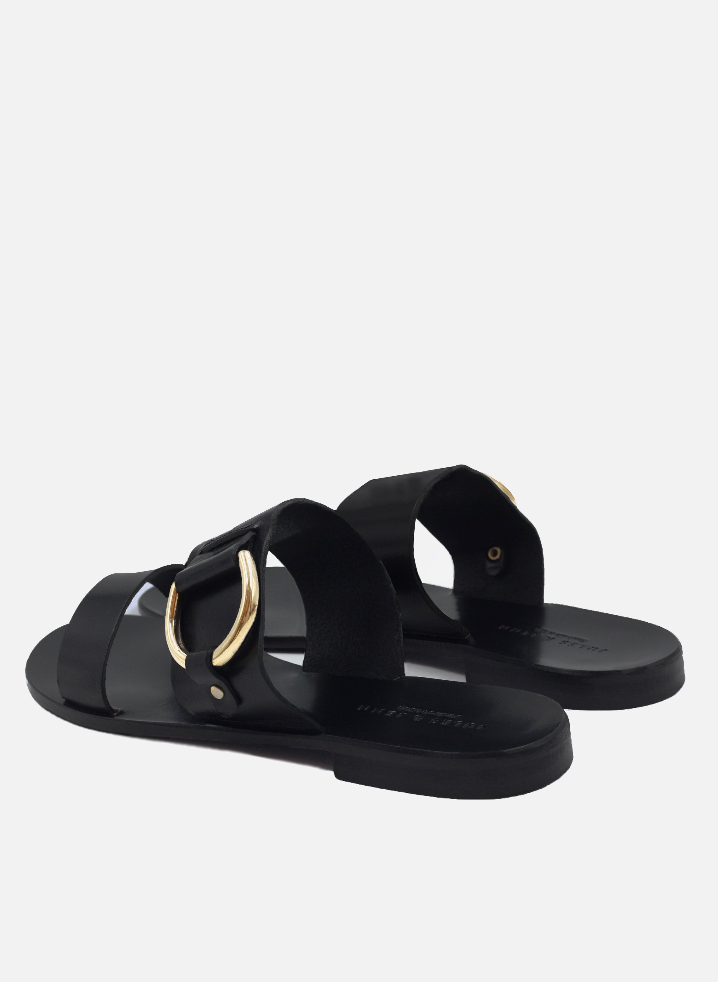 Leather sandals with buckle JULES & JENN Black