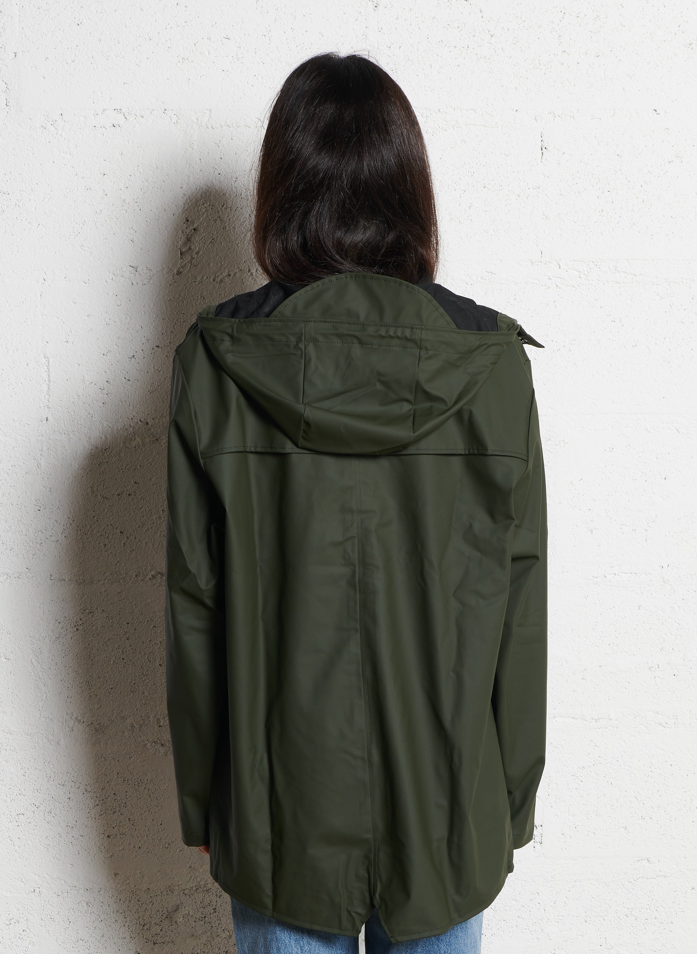 Hooded waterproof windcheater RAINS Green
