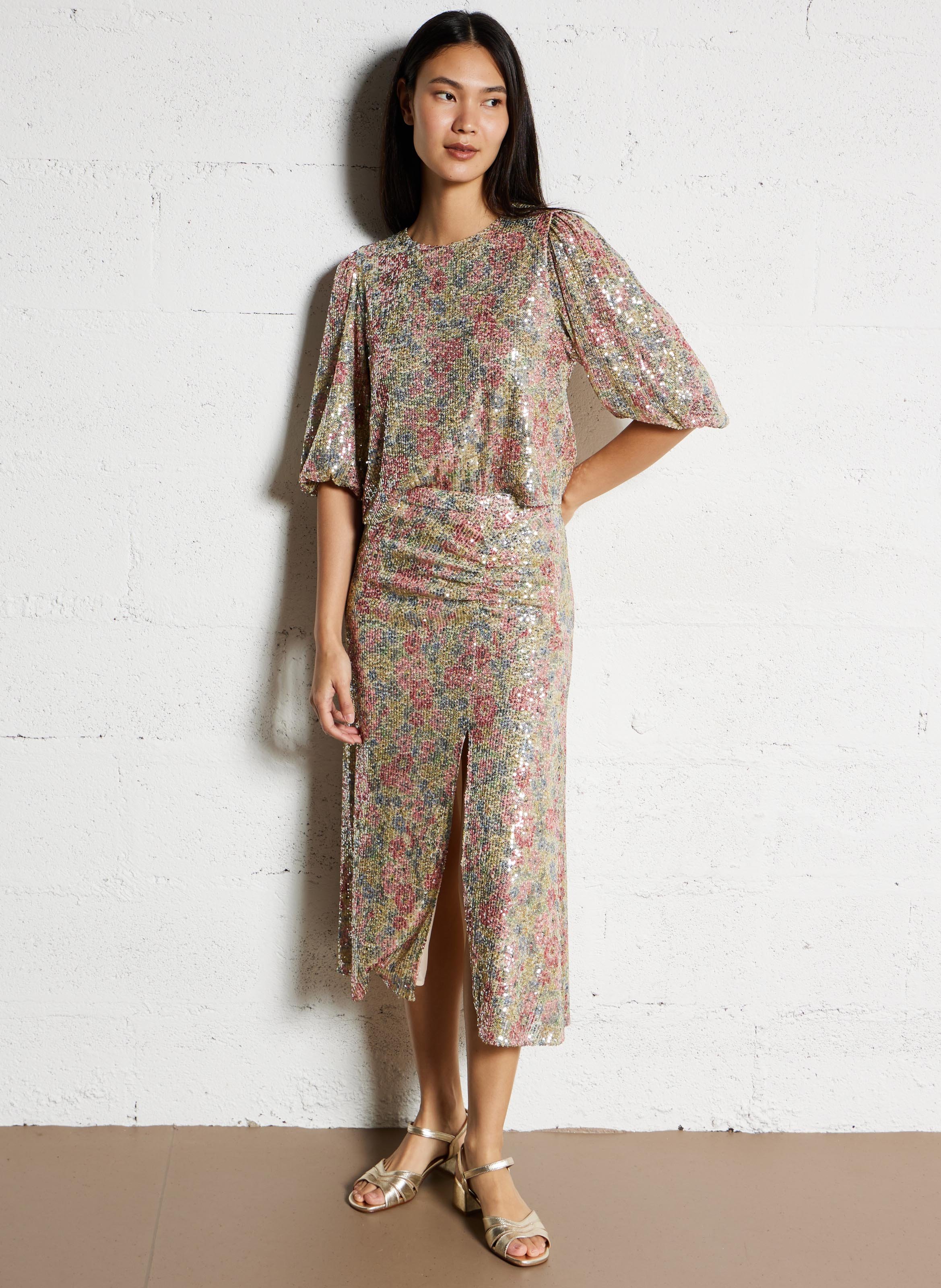 Sandales ouvertes à talon en cuir JB MARTIN Doré