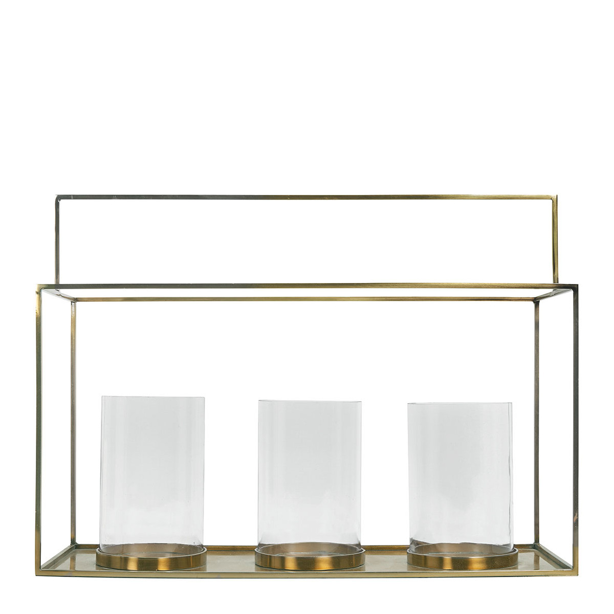 Hector 3-glass lantern in brass finish metal BLANC D'IVOIRE Golden