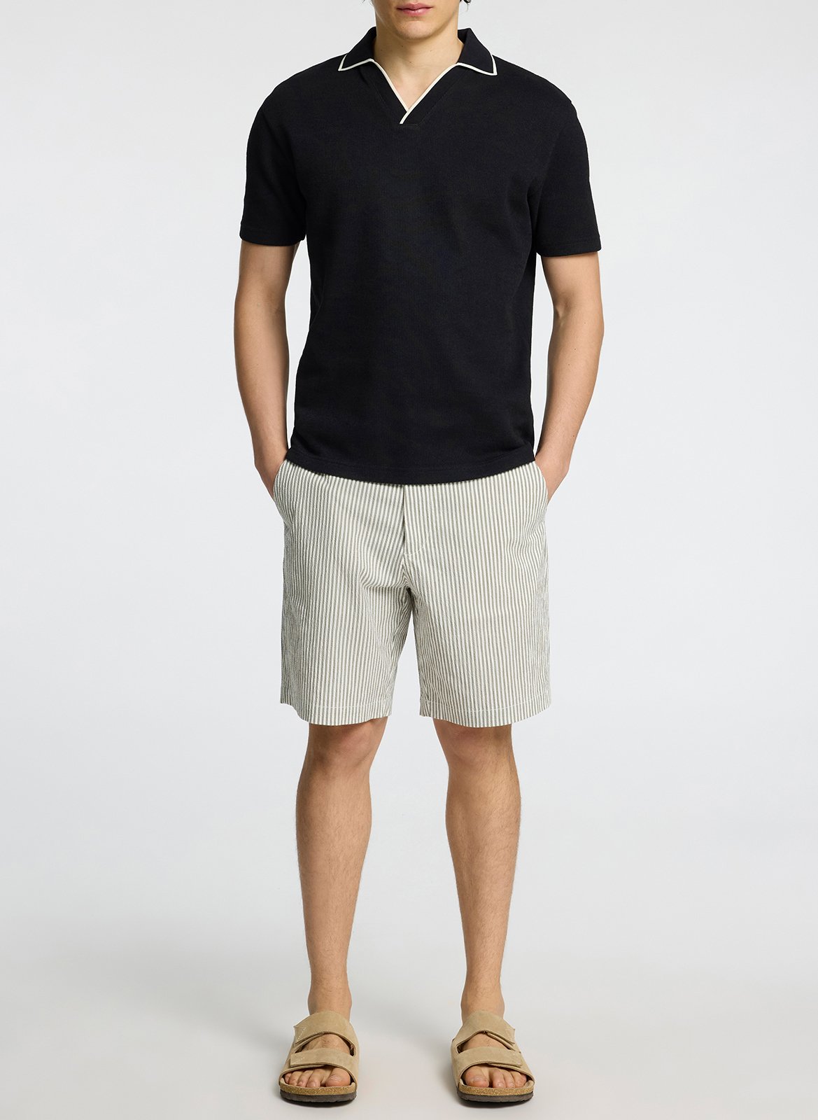 Straight organic cotton-blend shorts SELECTED Blue