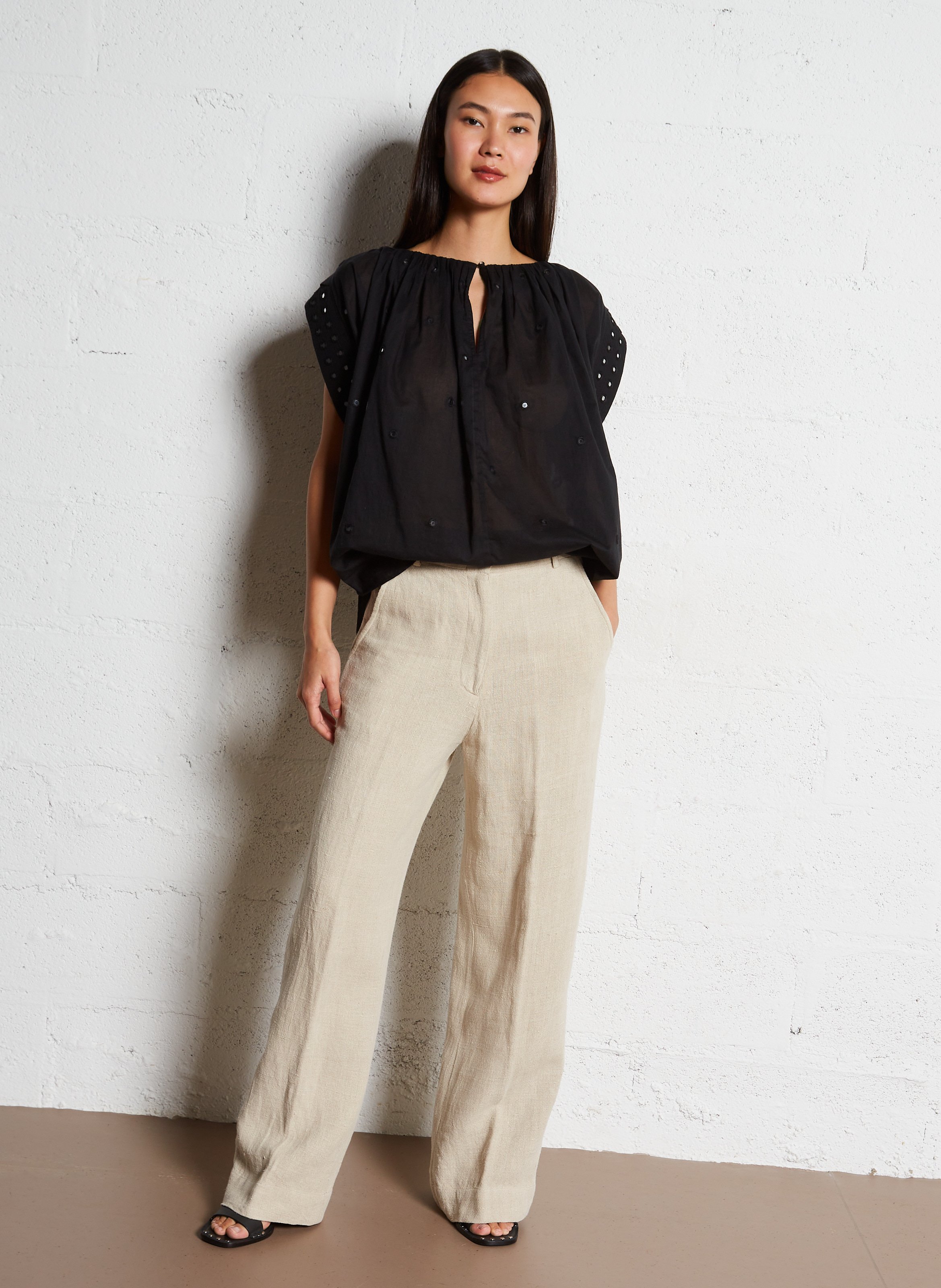 Straight linen trousers LAURENCE BRAS Beige