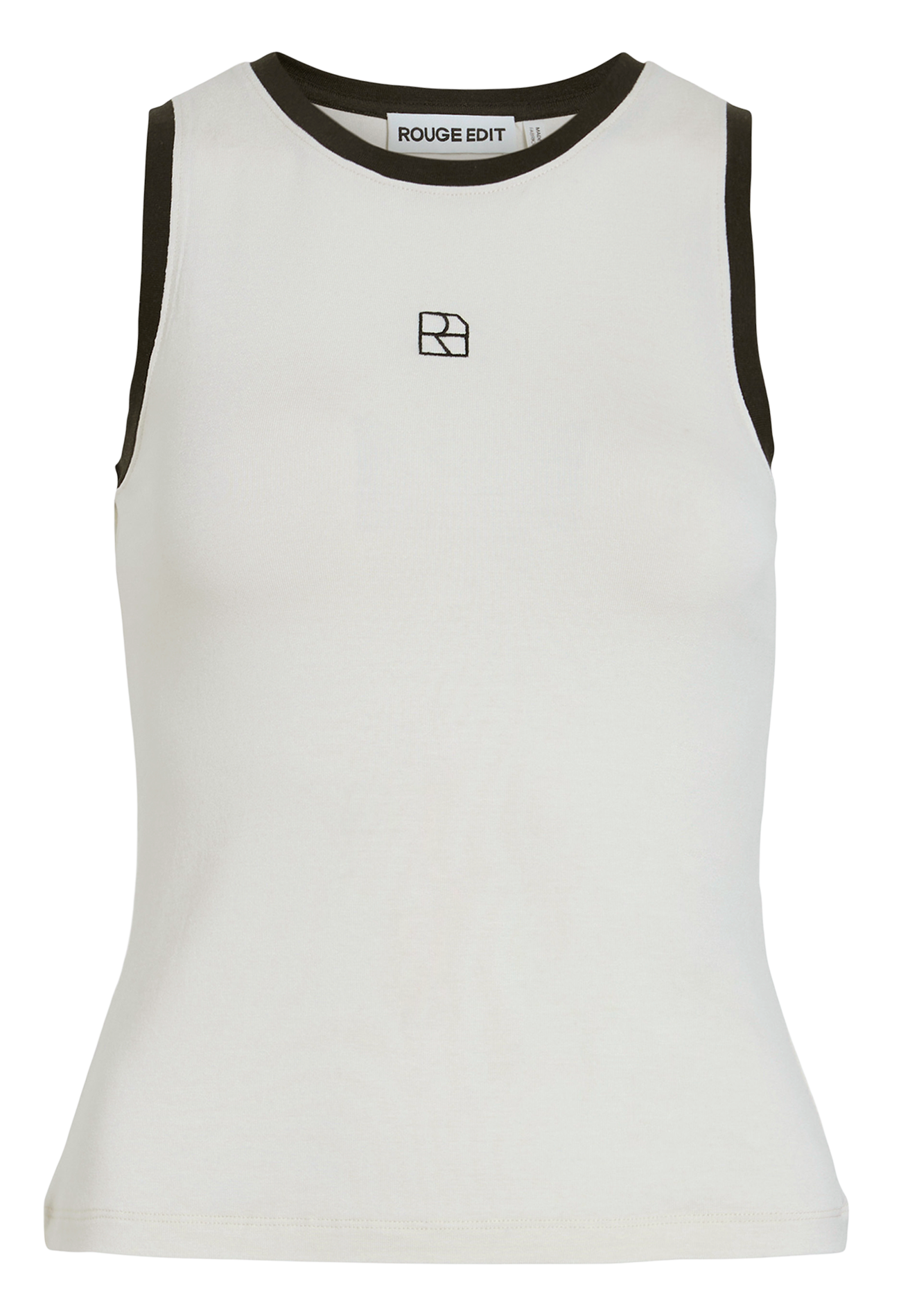 Fitted tank top with contrast edges ROUGE EDIT Beige