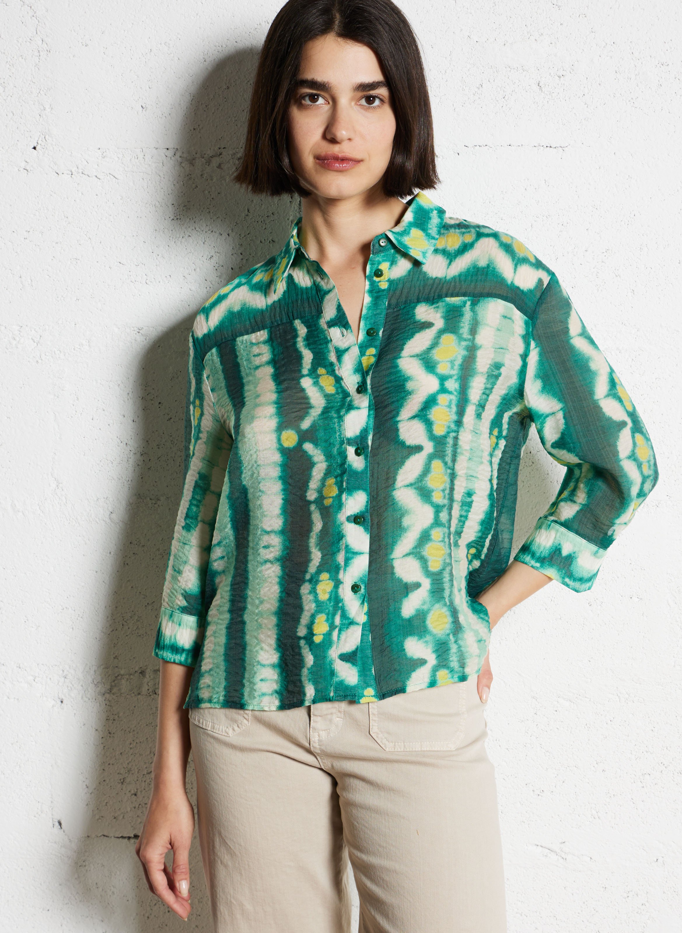 Gerade geschnittene Bluse aus bedruckter Viskose VILA Grun