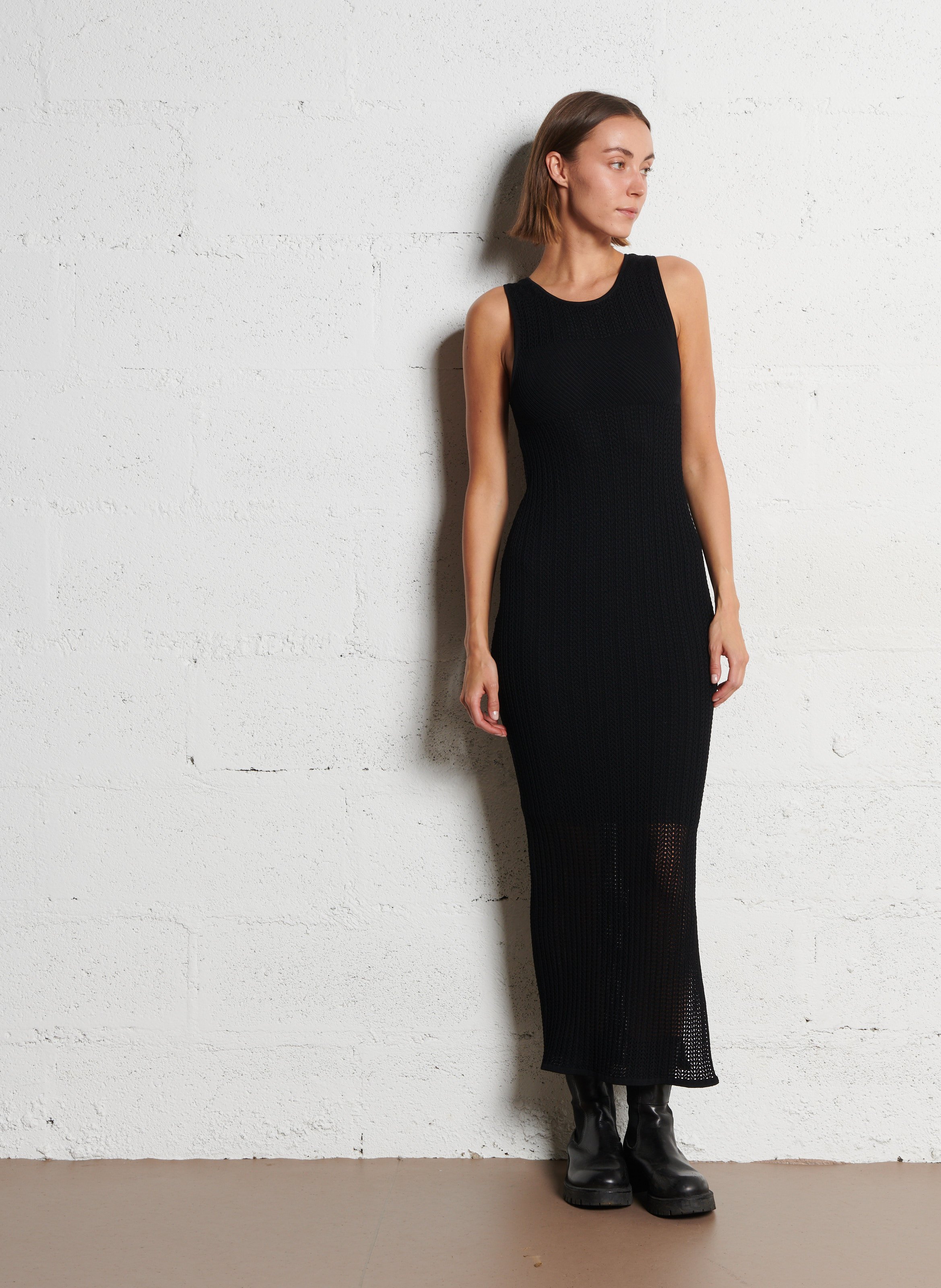 Robe longue col rond  IKKS Noir