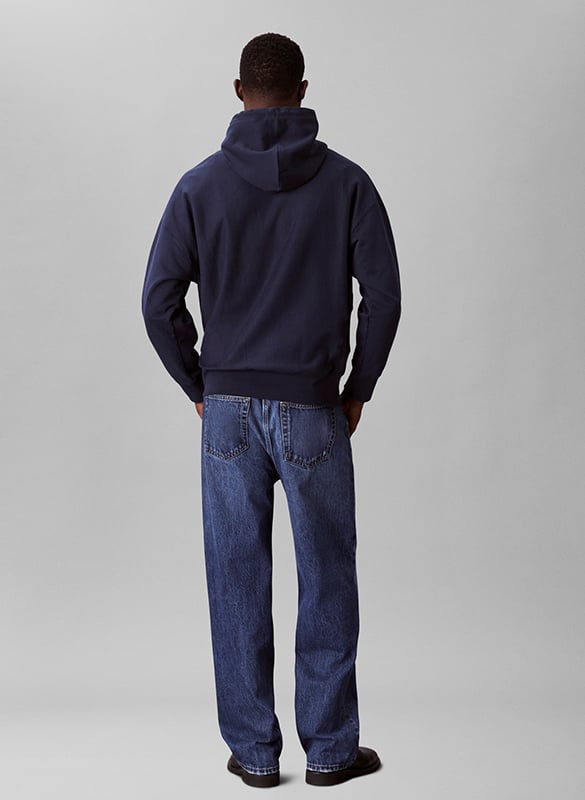 Sweat à capuche uni en coton mélangé CALVIN KLEIN Bleu