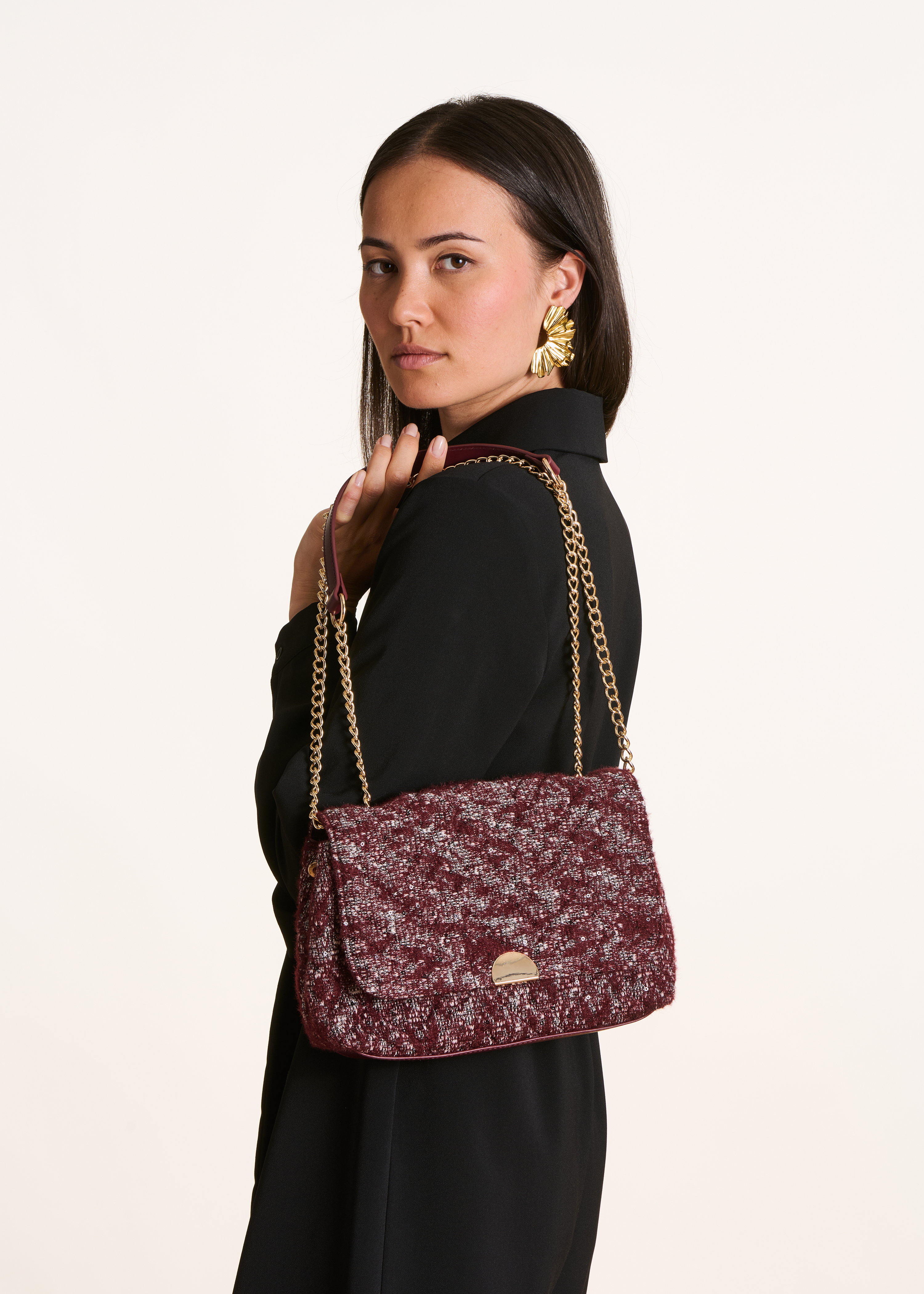 Tweed shoulder bag LA FEE MARABOUTEE Red