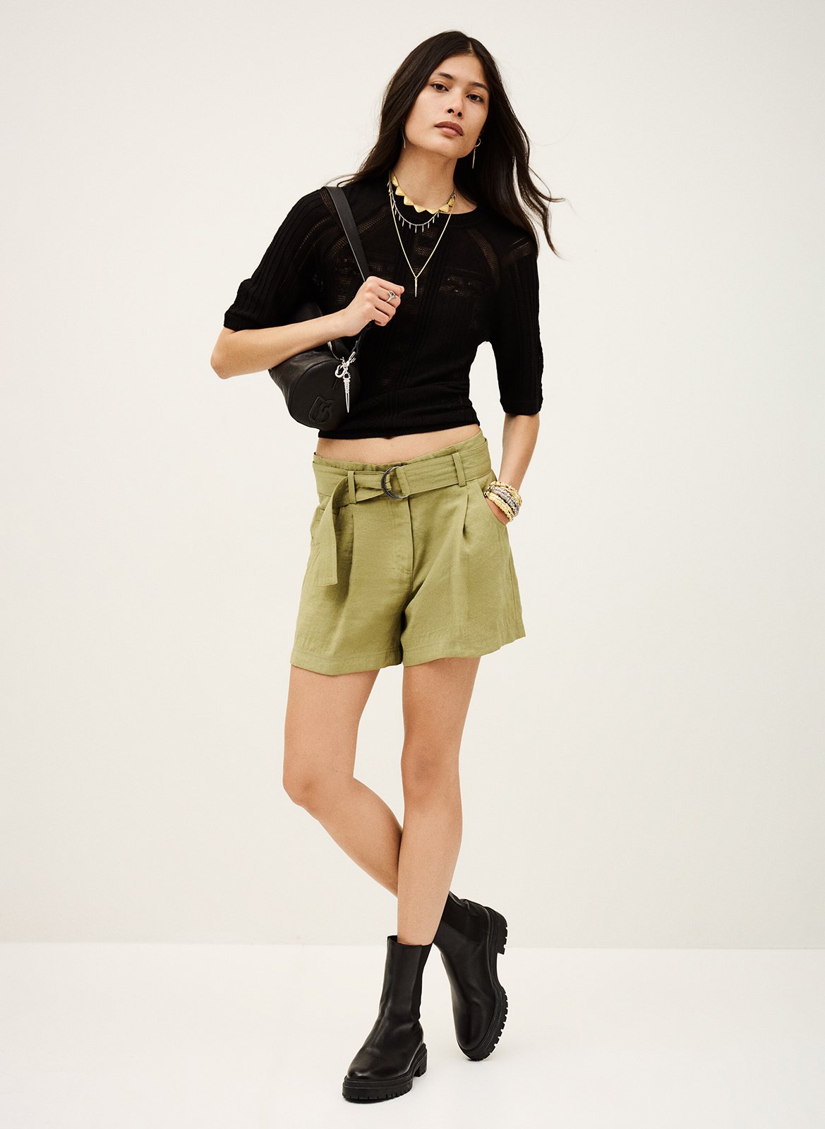 Round-neck wool-blend sweater BA&amp;SH Black