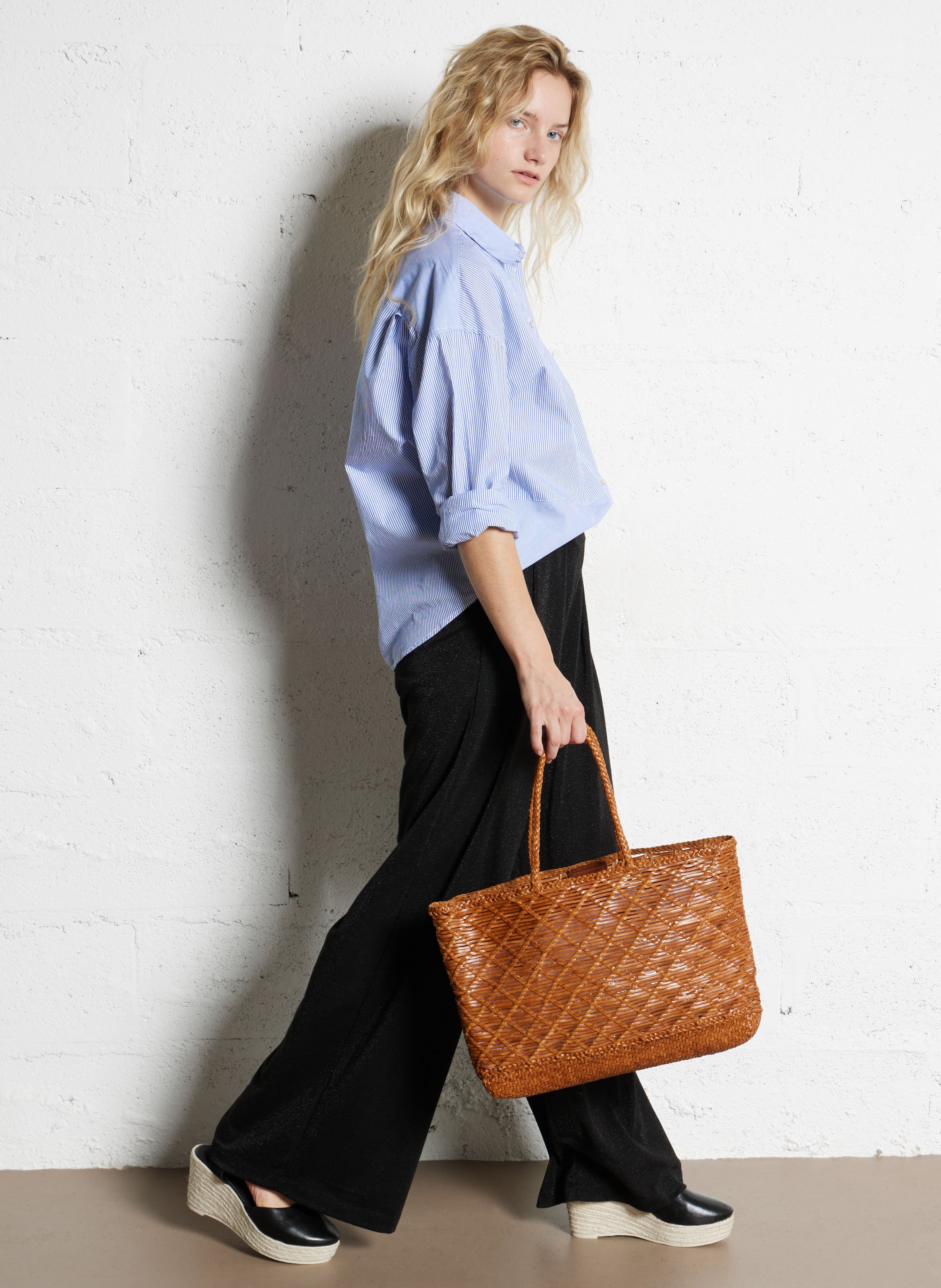 Panier tissé en cuir DRAGON DIFFUSION Marron