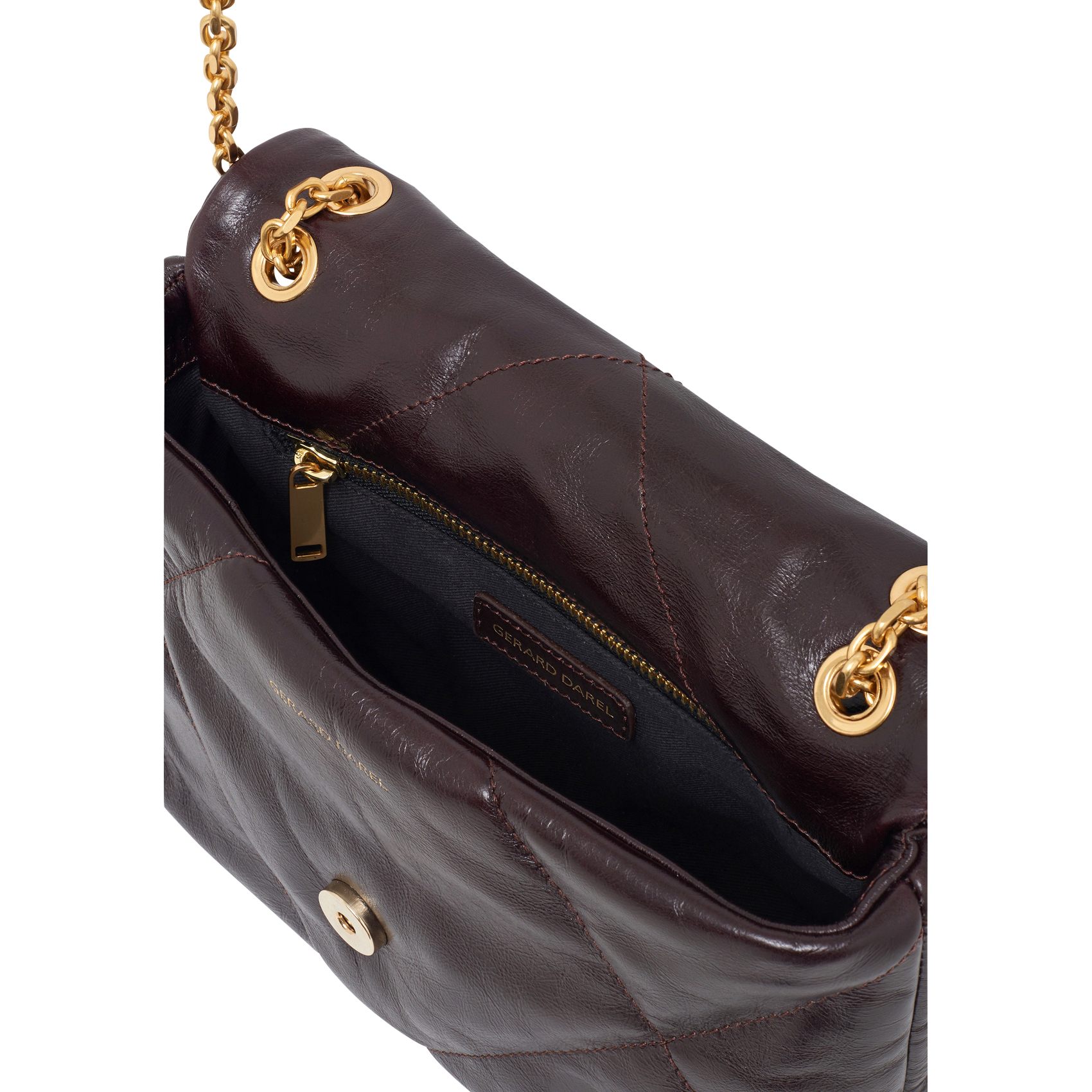 Sac bandoulière en cuir matelassé GERARD DAREL Marron