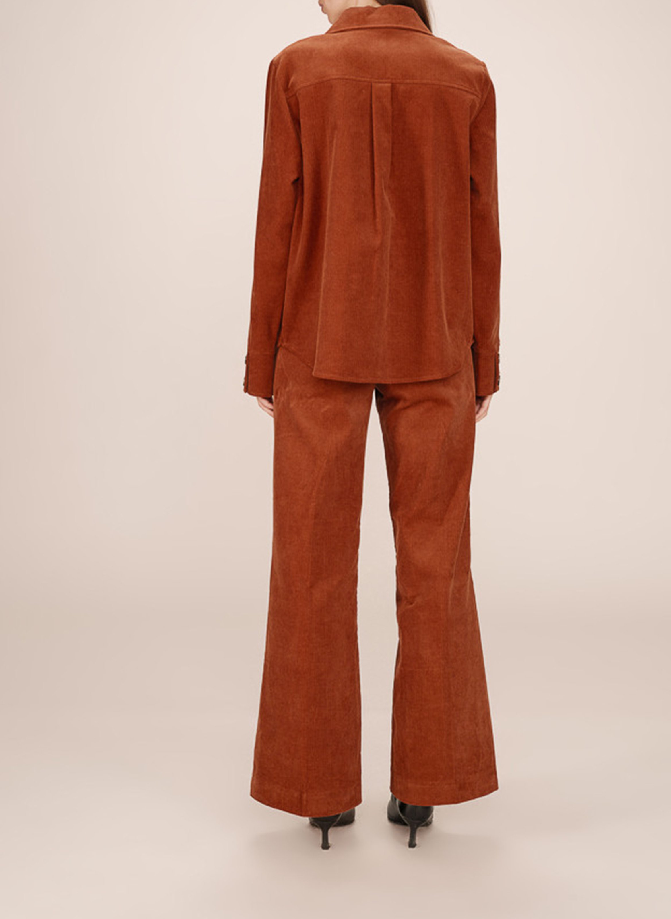 Chemise col classique manches contrastantes en coton GRACE ET MILA Orange