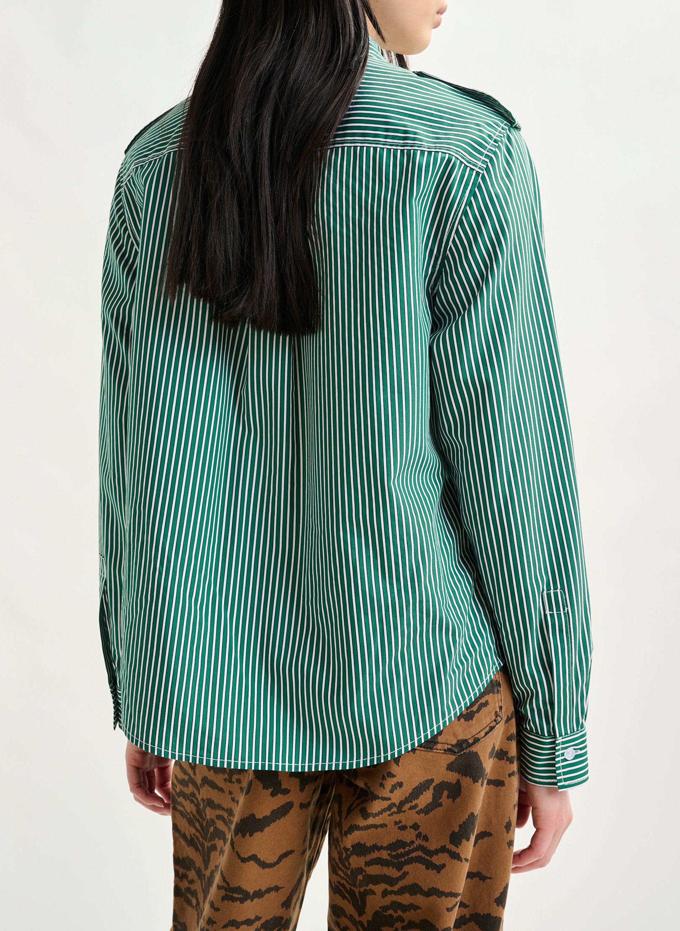 Chemise col classique en coton mélangé ESSENTIEL ANTWERP Vert