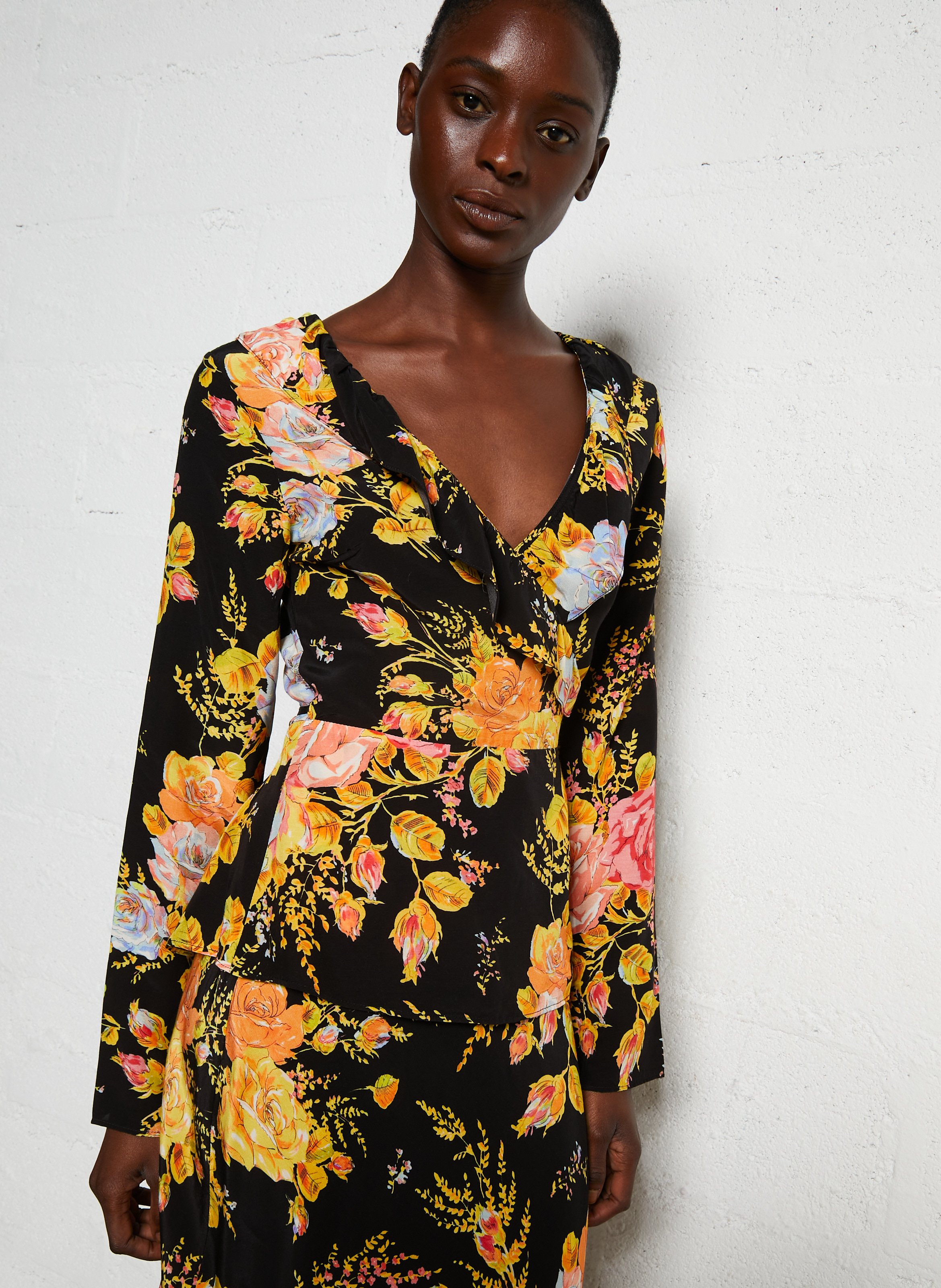 Blouse cintrée col V imprimé NEVER FULLY DRESSED Noir