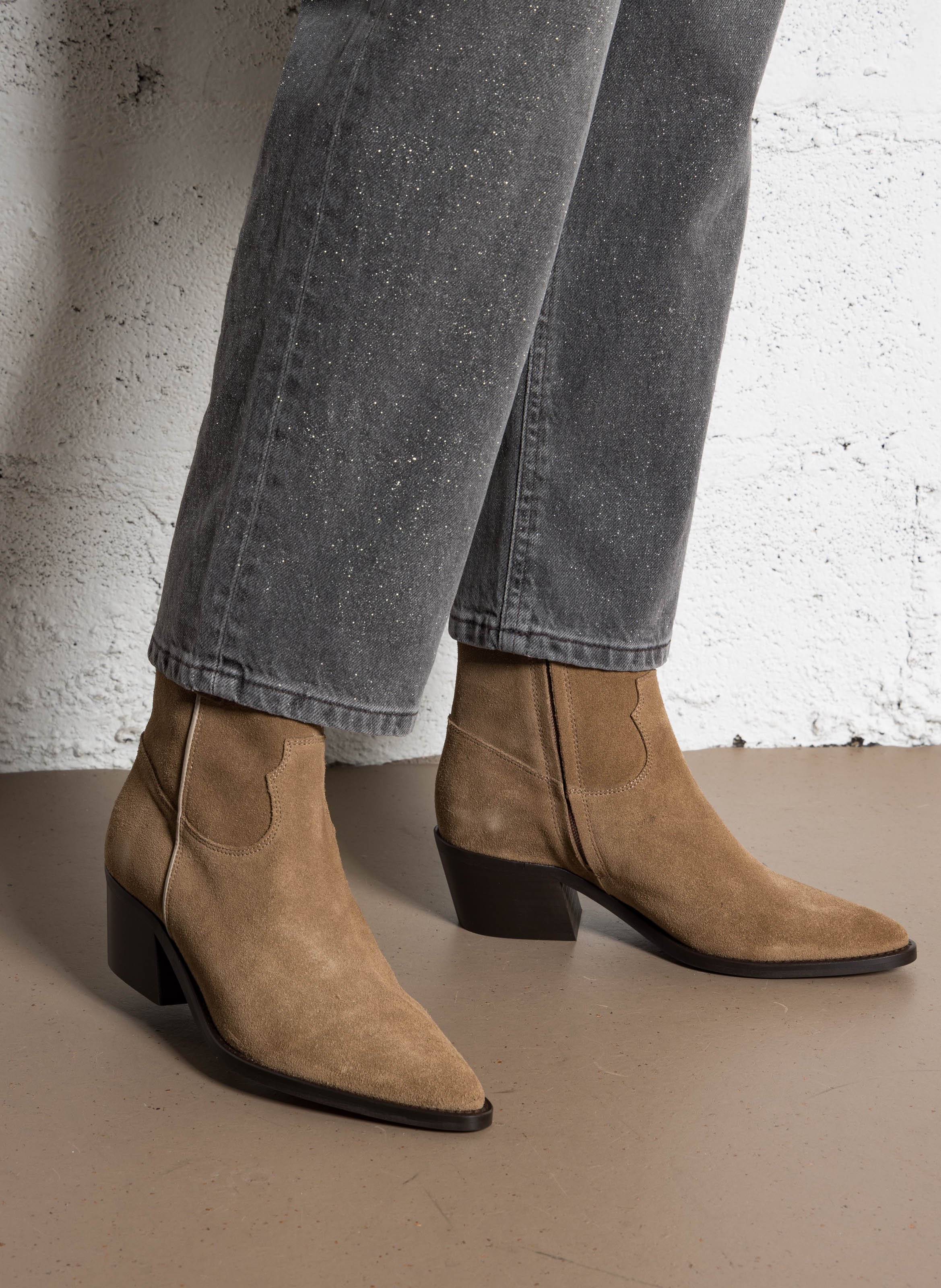 Bottines à talons en cuir suède JB MARTIN Beige