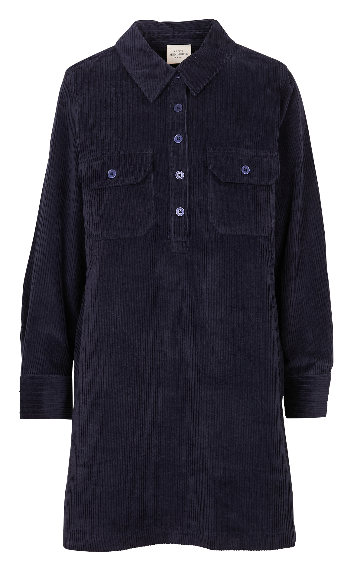 Loose-fit cotton shirt dress with classic collar PETITE MENDIGOTE Blue