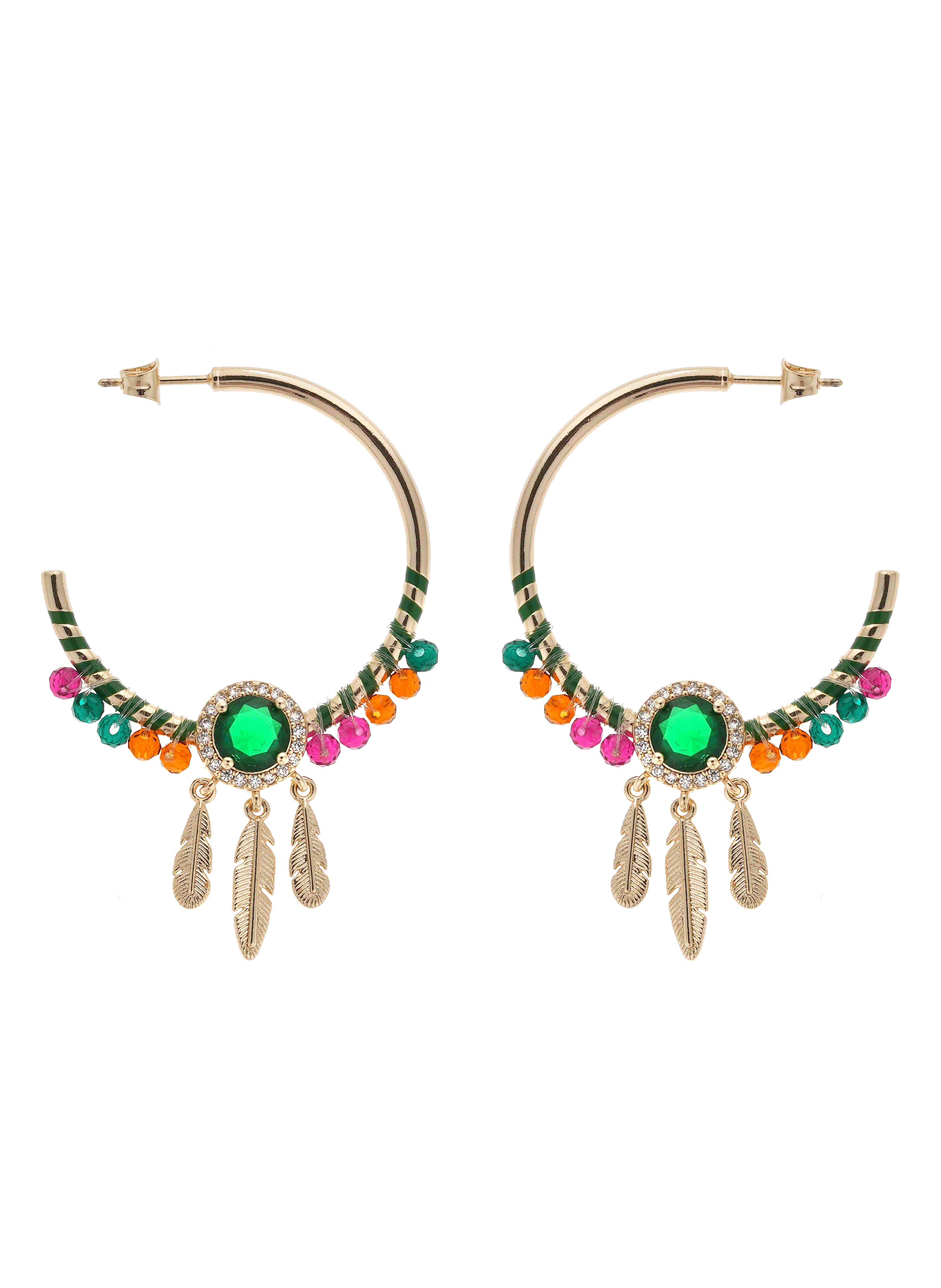 Earrings with dangling charms HIPANEMA Green