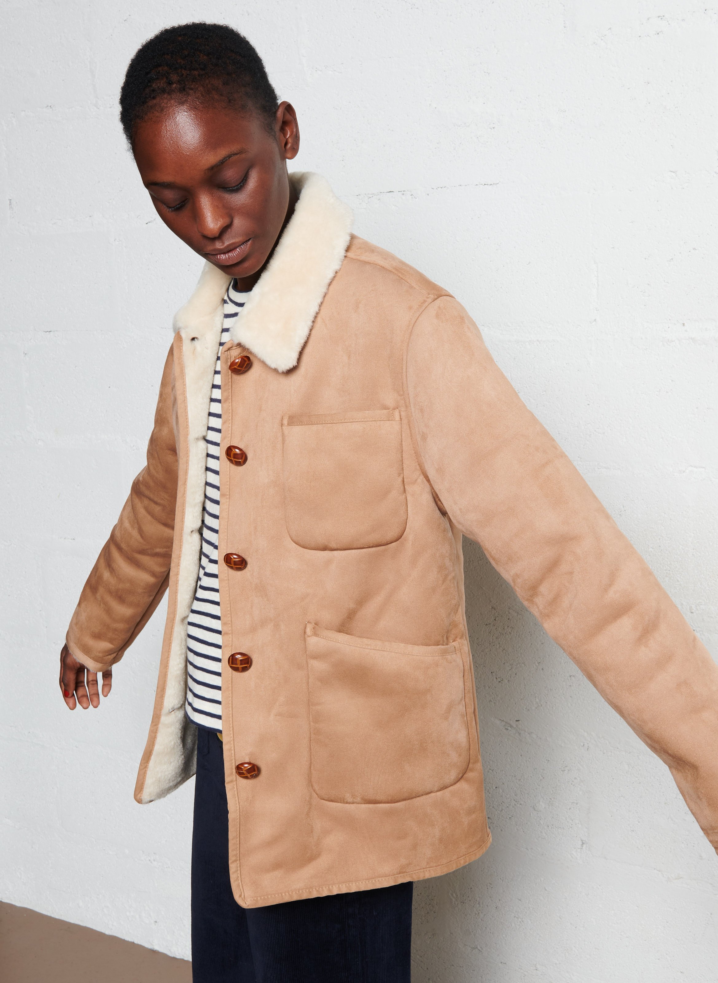 Manteau col classique en laine mélangée LA PETITE ETOILE Marron