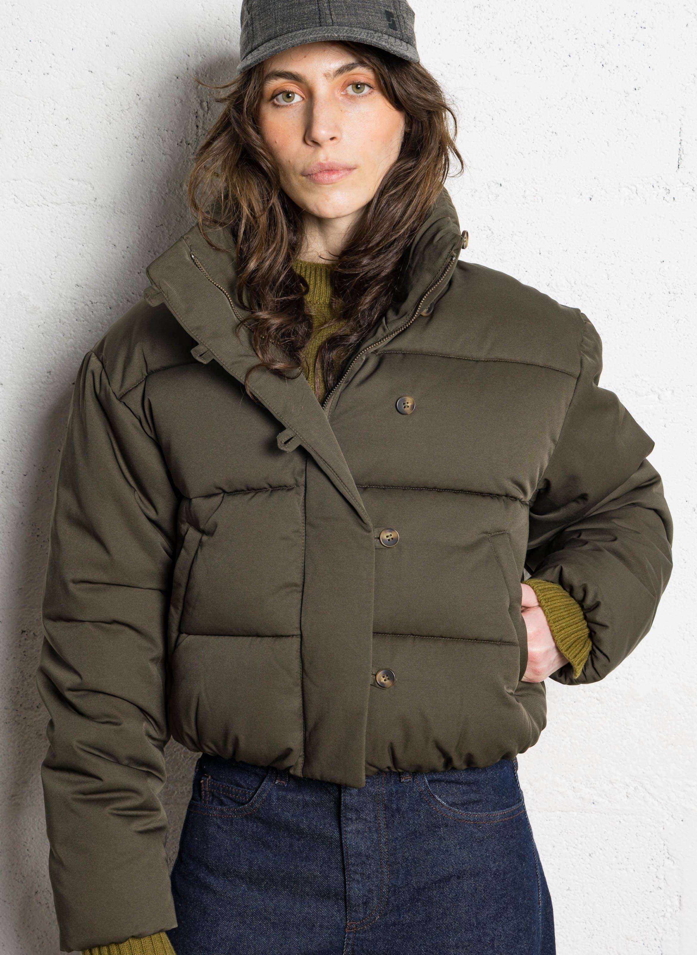 High-neck padded jacket SOEUR Khaki
