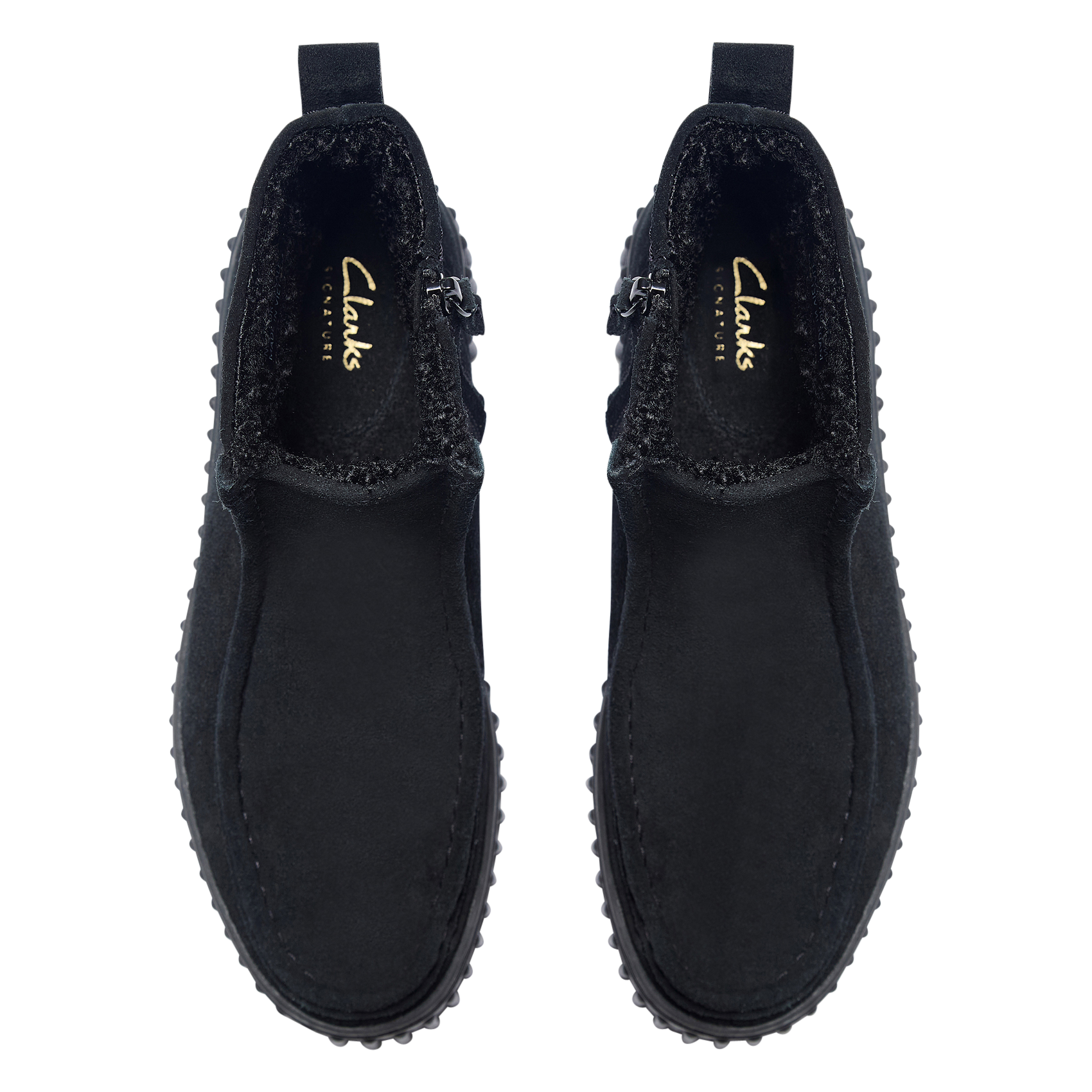 Effen leren enkellaarzen met textuur CLARKS Zwart