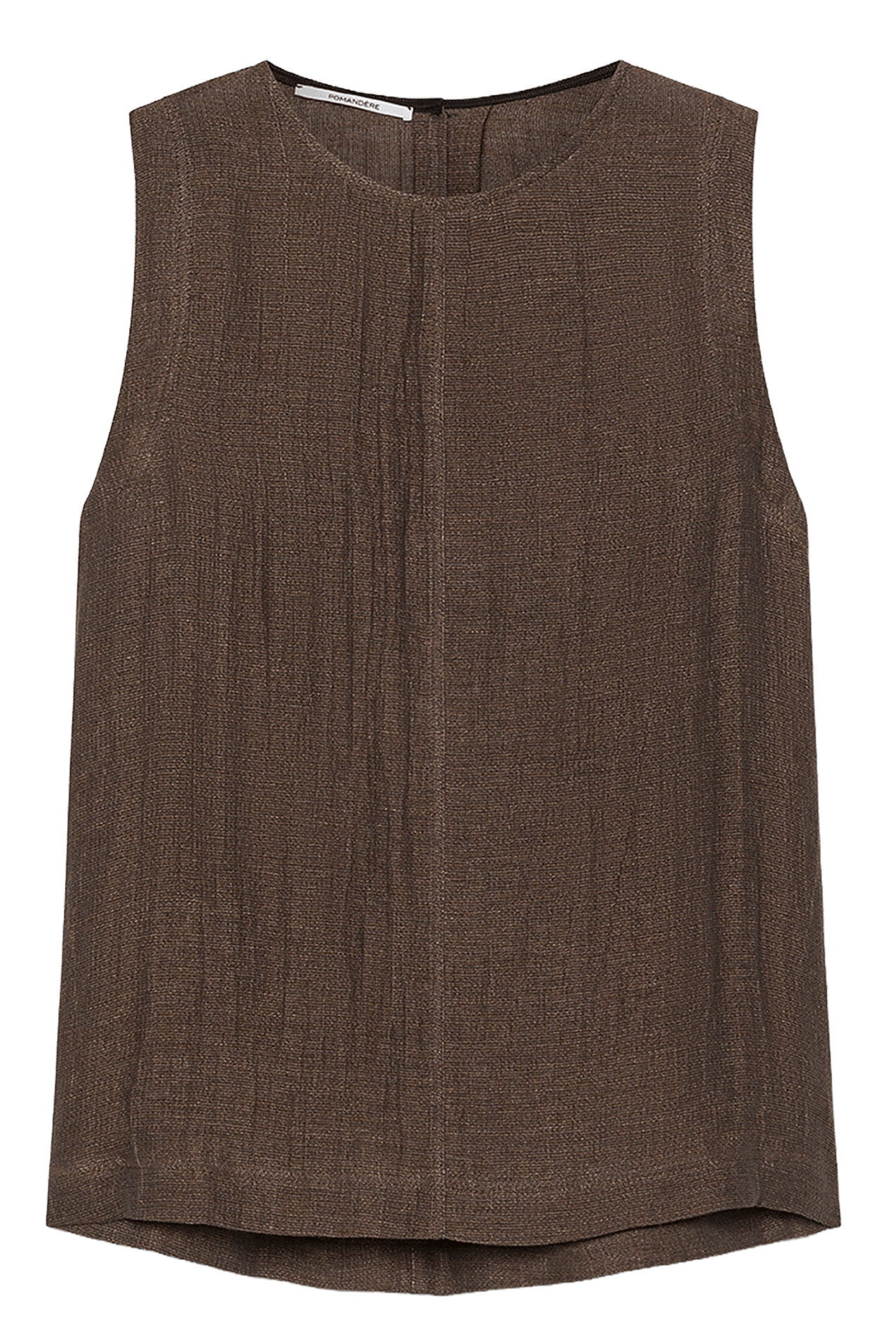 Top droit col rond en lin et coton mélangé POMANDERE Marron