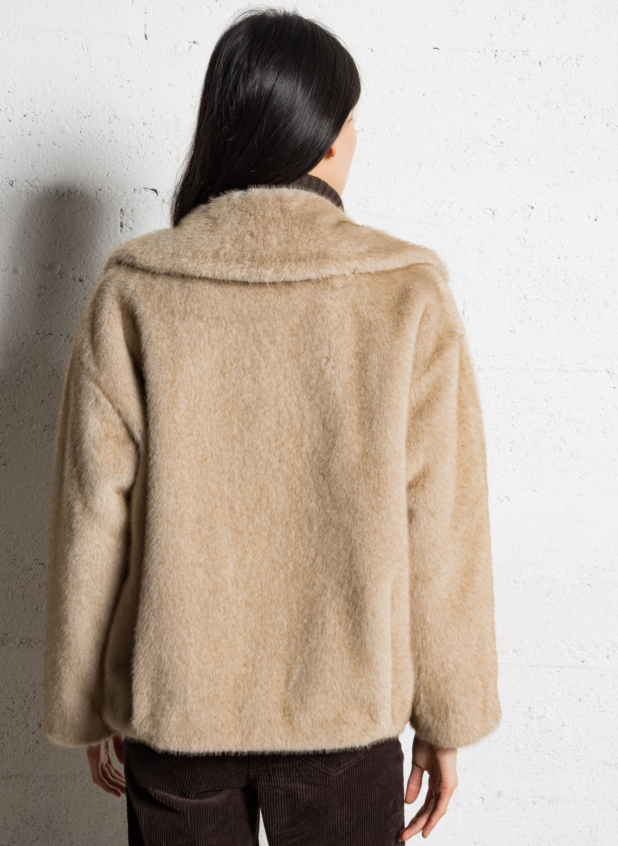Cropped faux fur coat MAISON 123 Beige