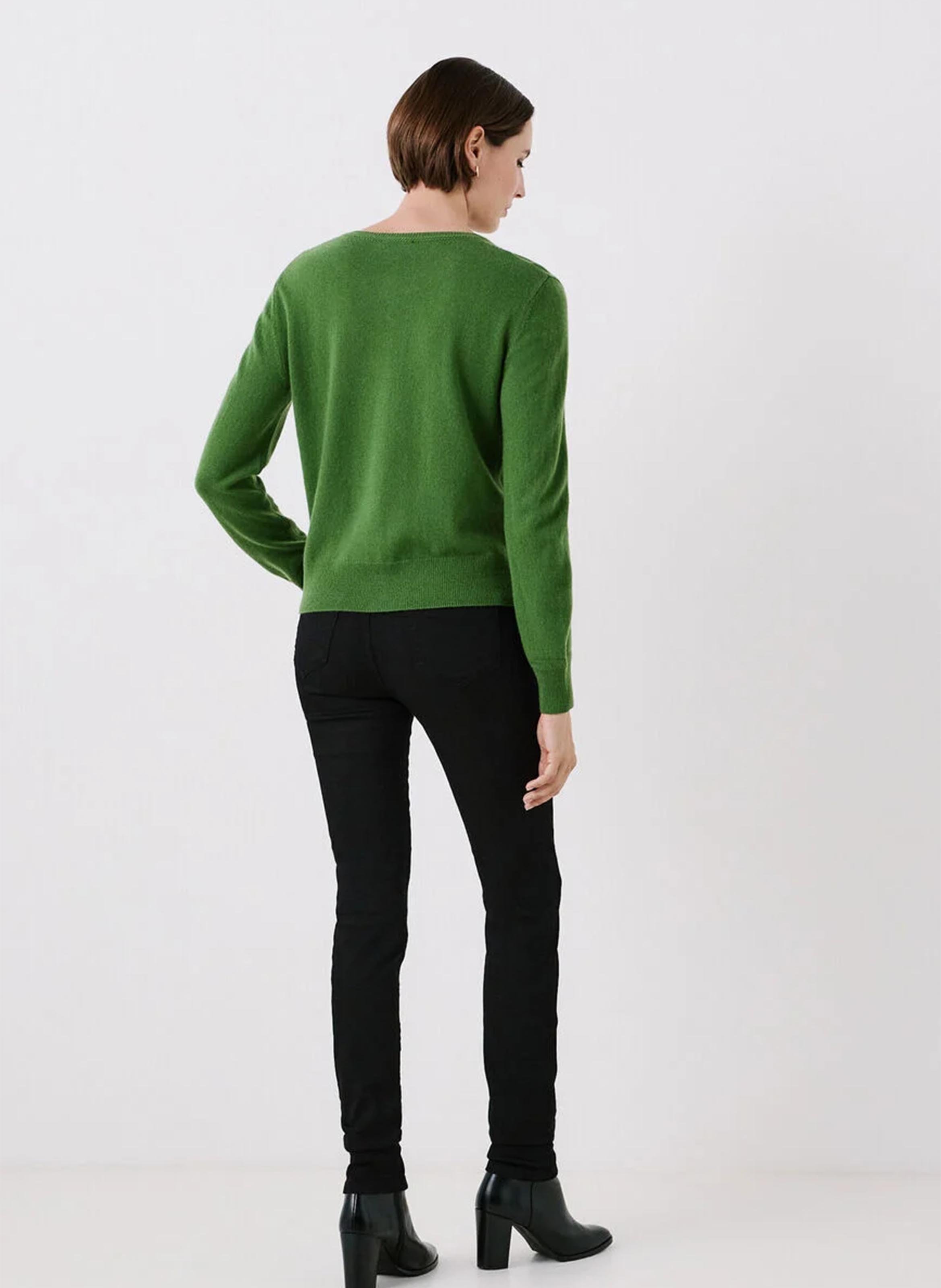 Gilet en cachemire col rond CAROLL Vert