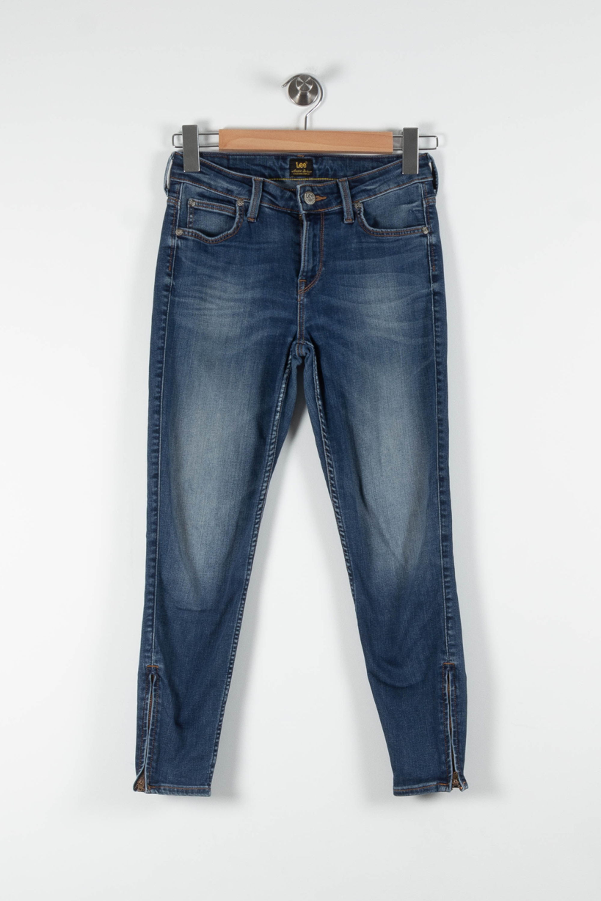 Cropped slim jeans with studs LEE - Seconde Main Blue