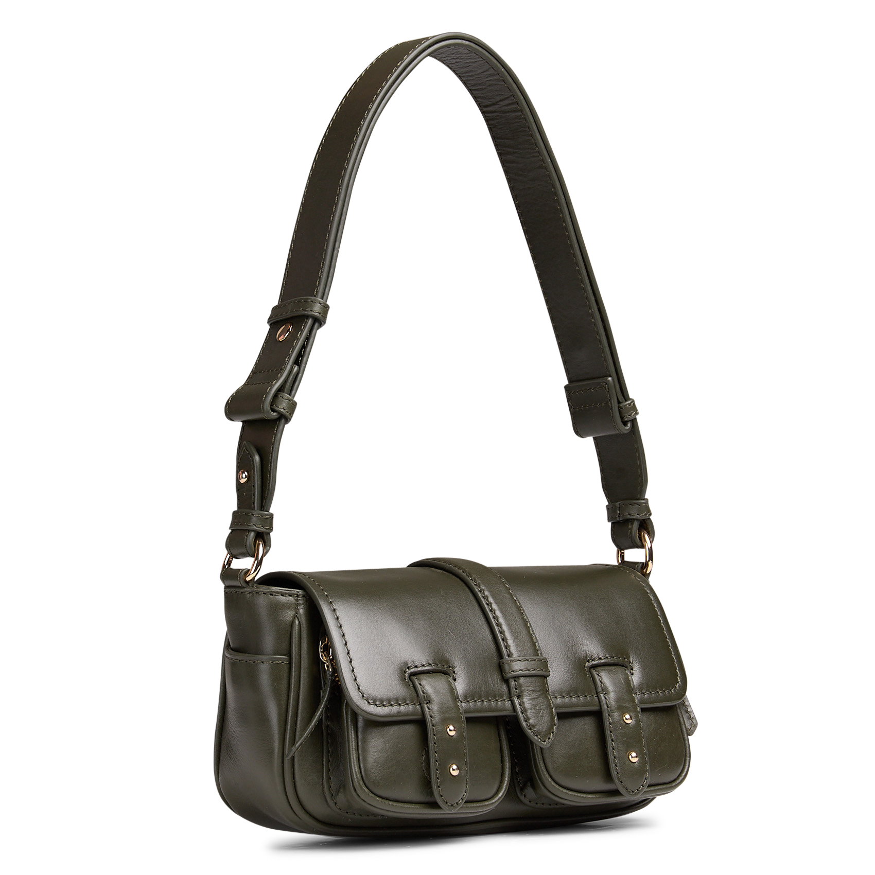 Schultertasche aus Lackleder PETITE MENDIGOTE Grun