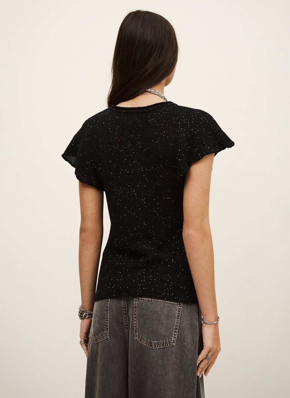 Rechte top van tricot met ronde hals BA&SH Zwart