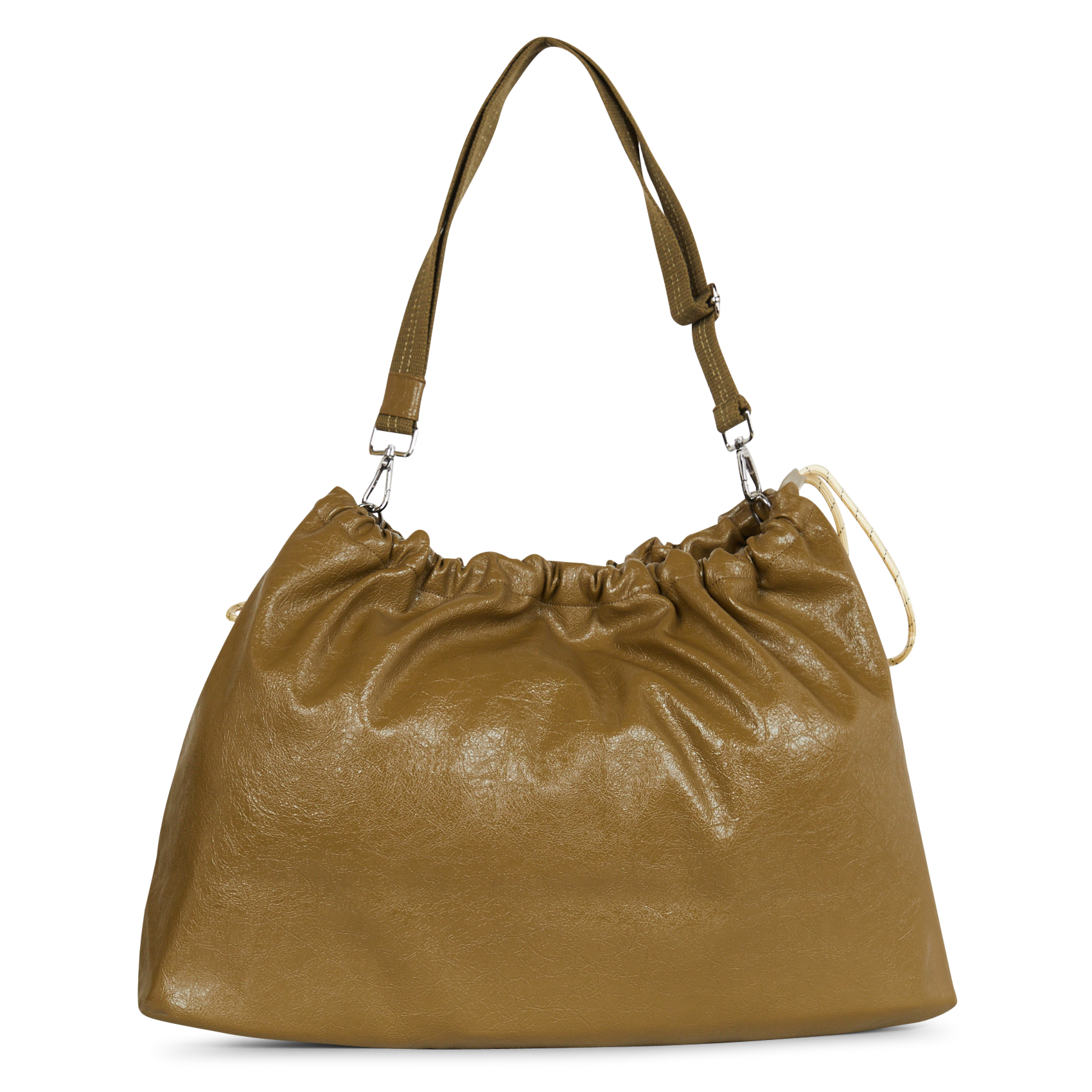 Large crinkled shoulder bag BELLEROSE Khaki