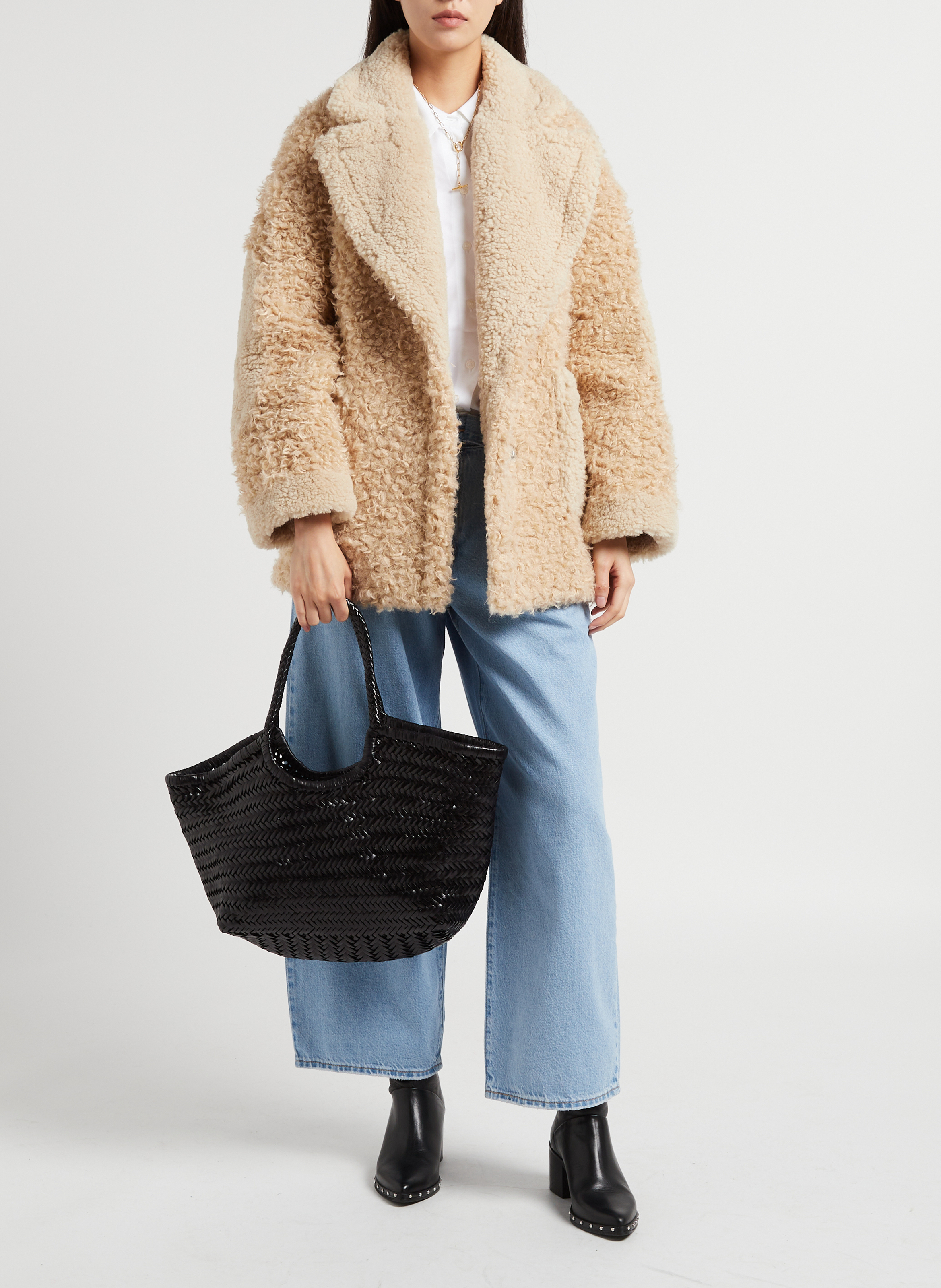 Woven leather basket DRAGON DIFFUSION Black