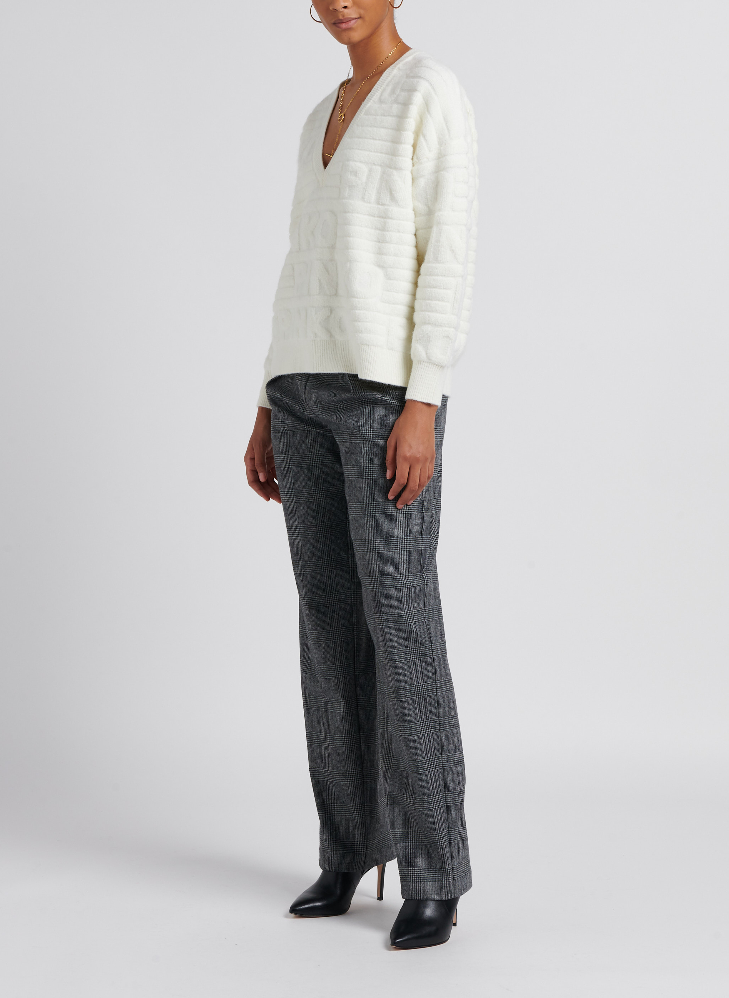 Weiter Bouclé-Pullover mit 3D-Effekt PINKO Beige