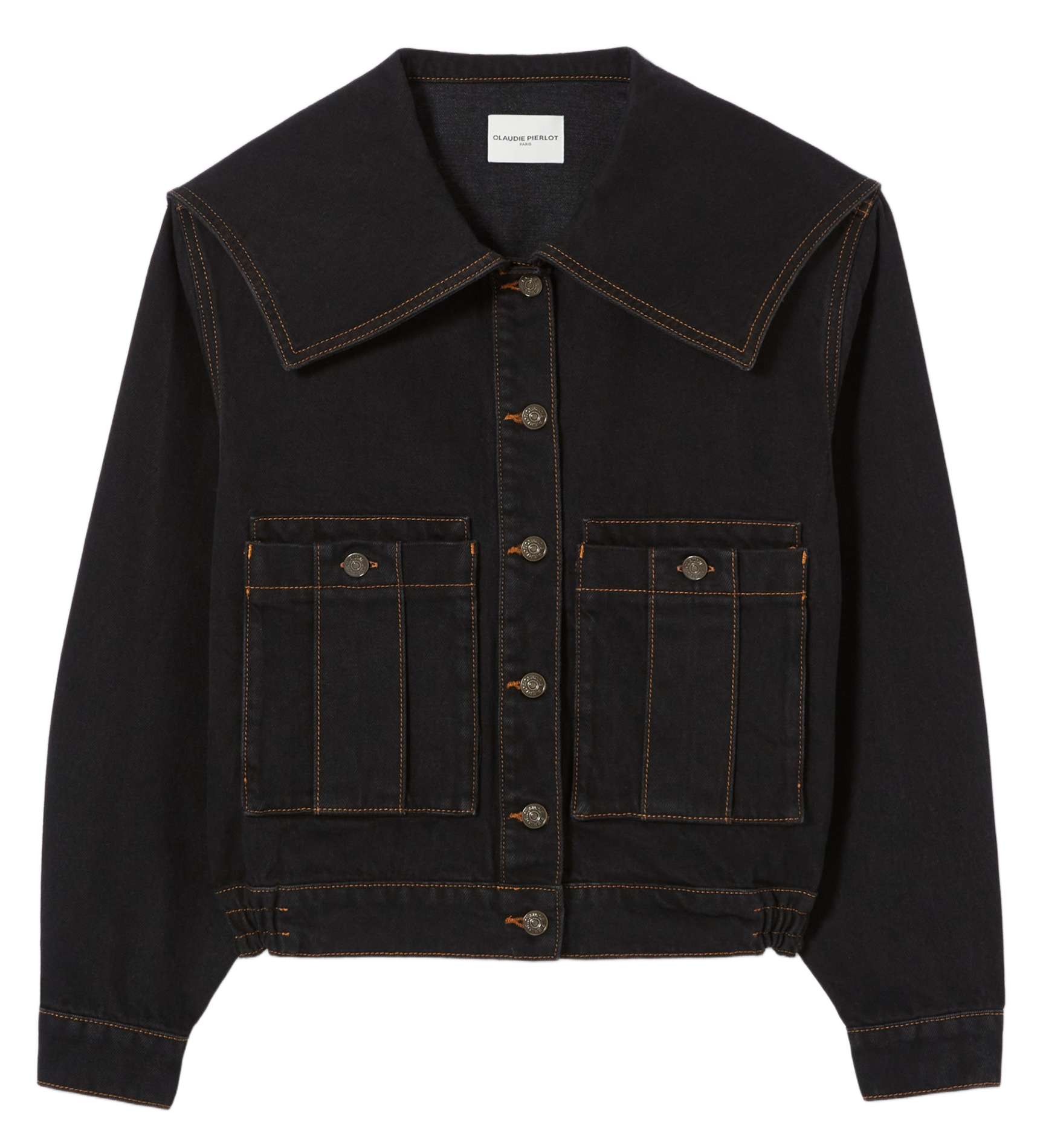Straight-cut cotton denim jacket CLAUDIE PIERLOT Black