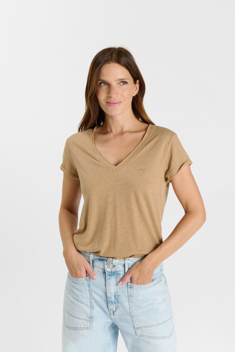 Tommy Badge T-shirt LE TEMPS DES CERISES Brown