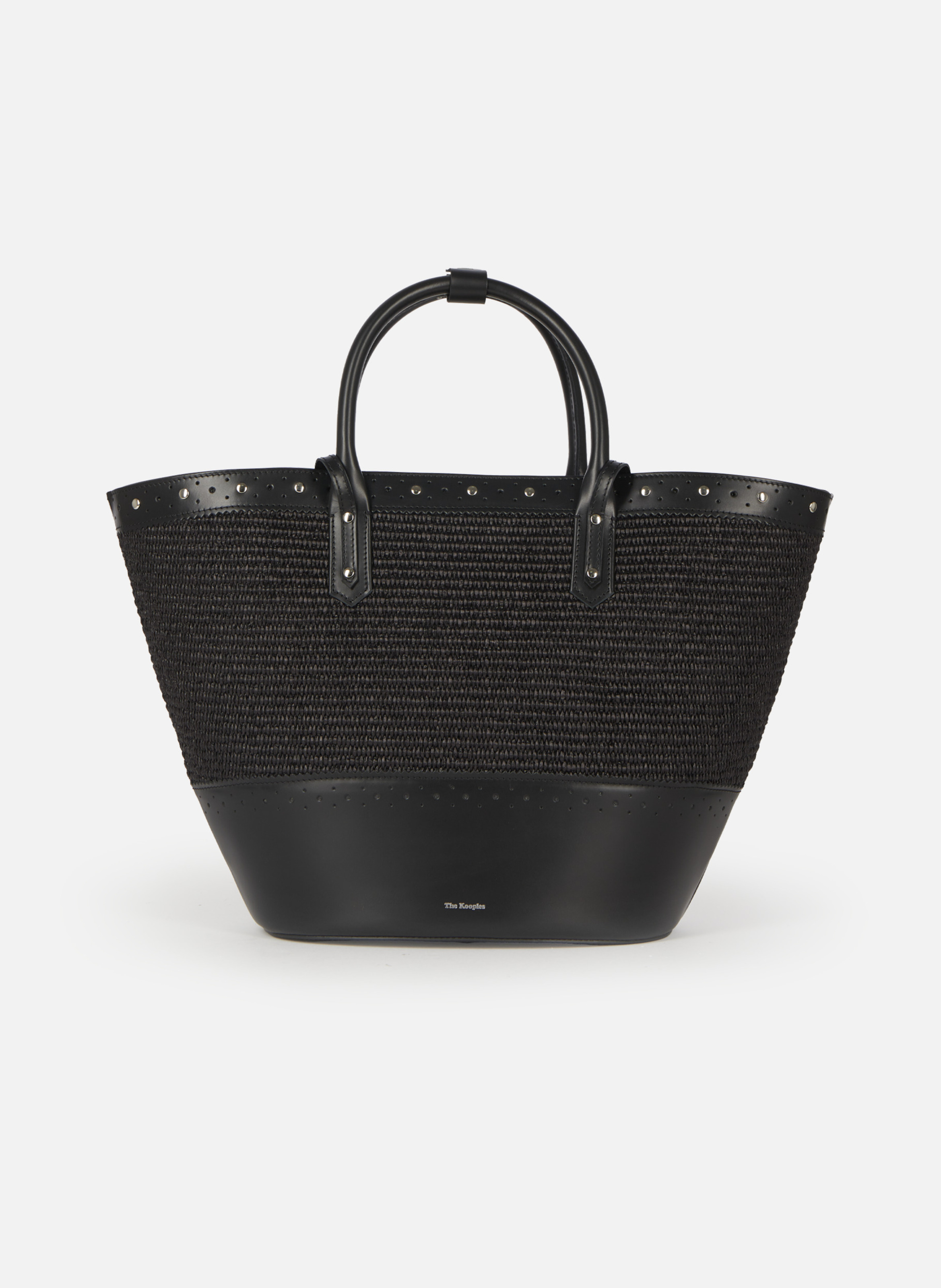 Leather and raffia tote bag THE KOOPLES Black