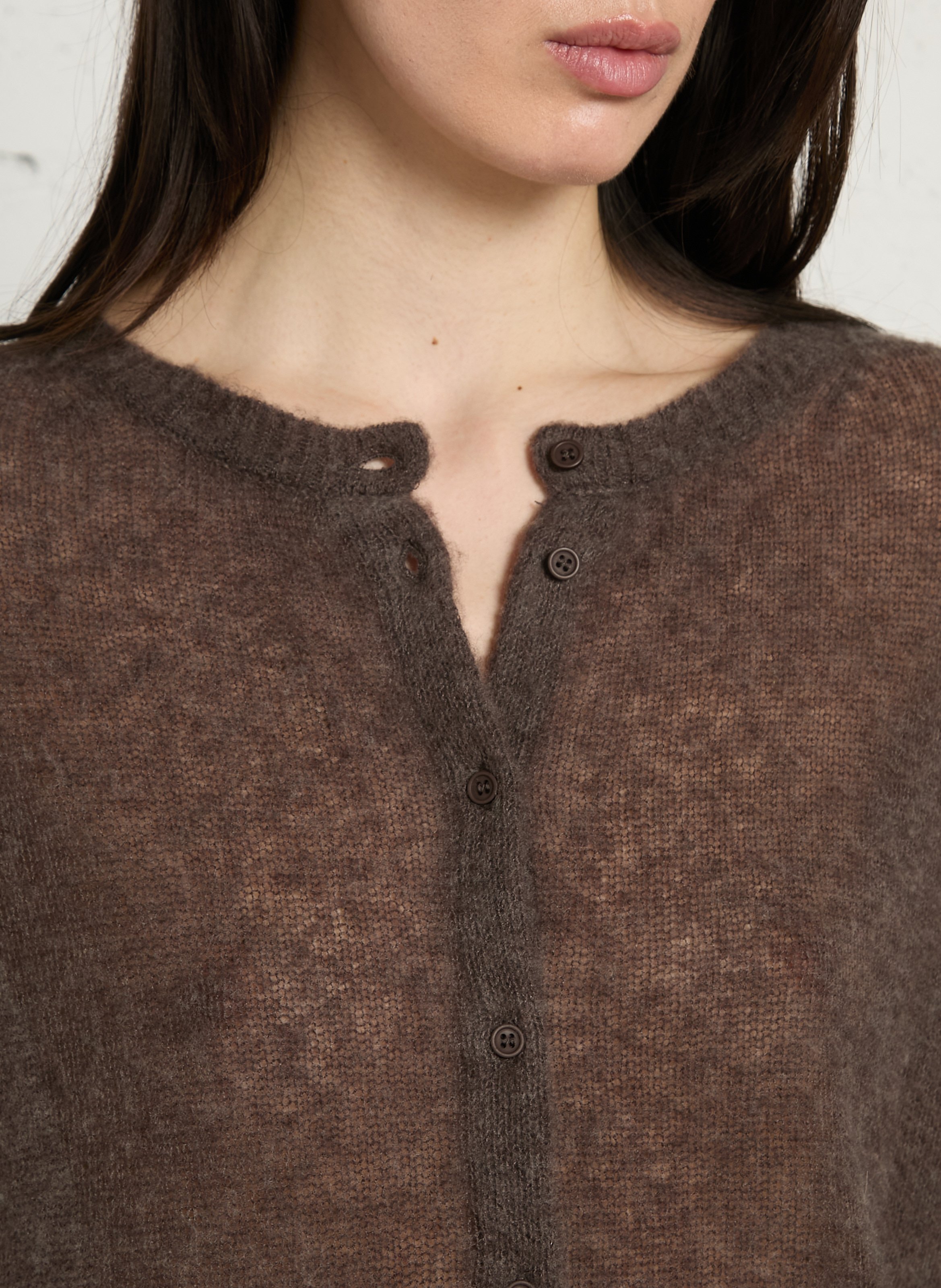 Straight round-neck cardigan AMERICAN VINTAGE Brown