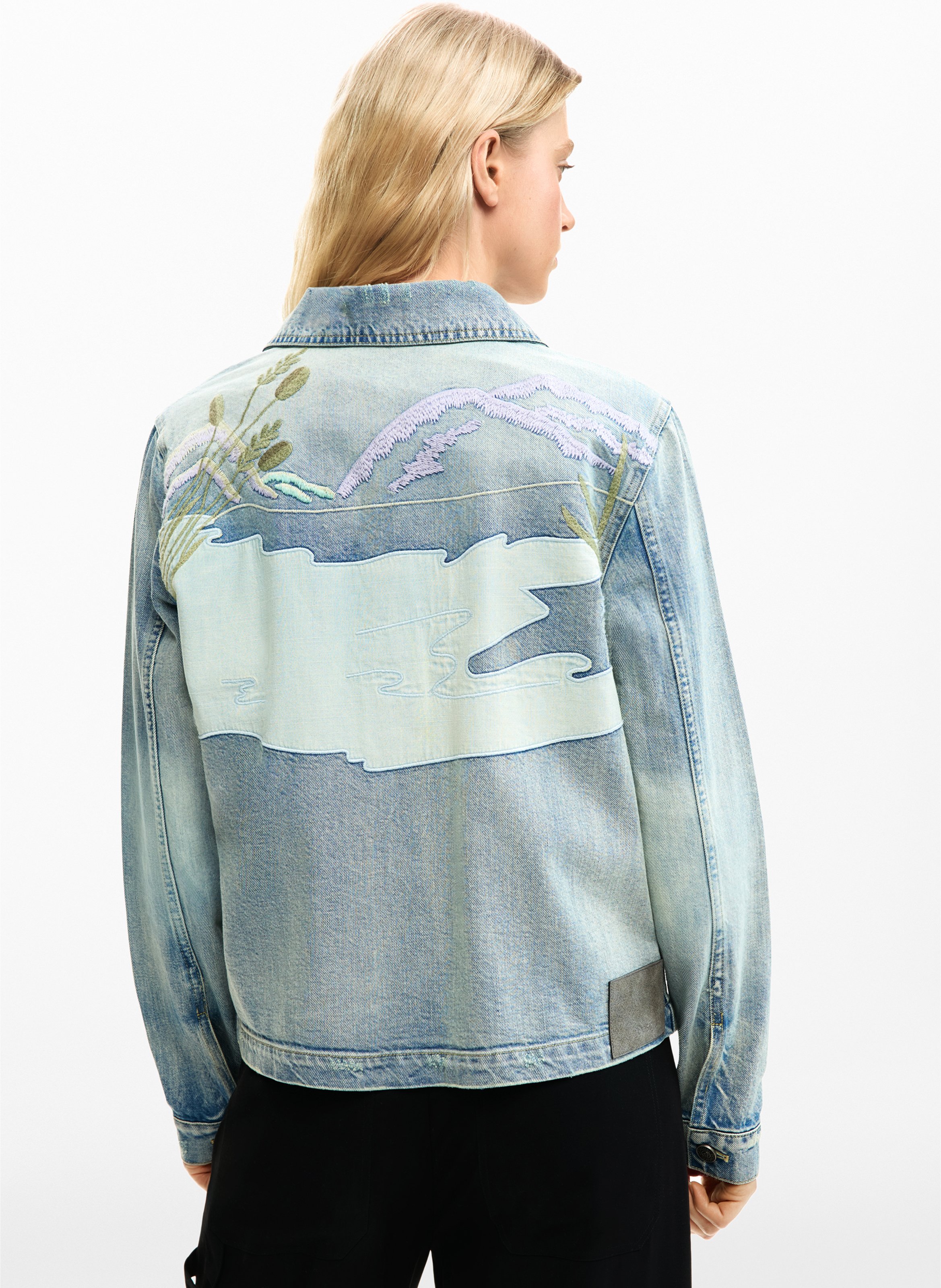 Veste en jean brodée DESIGUAL Bleu