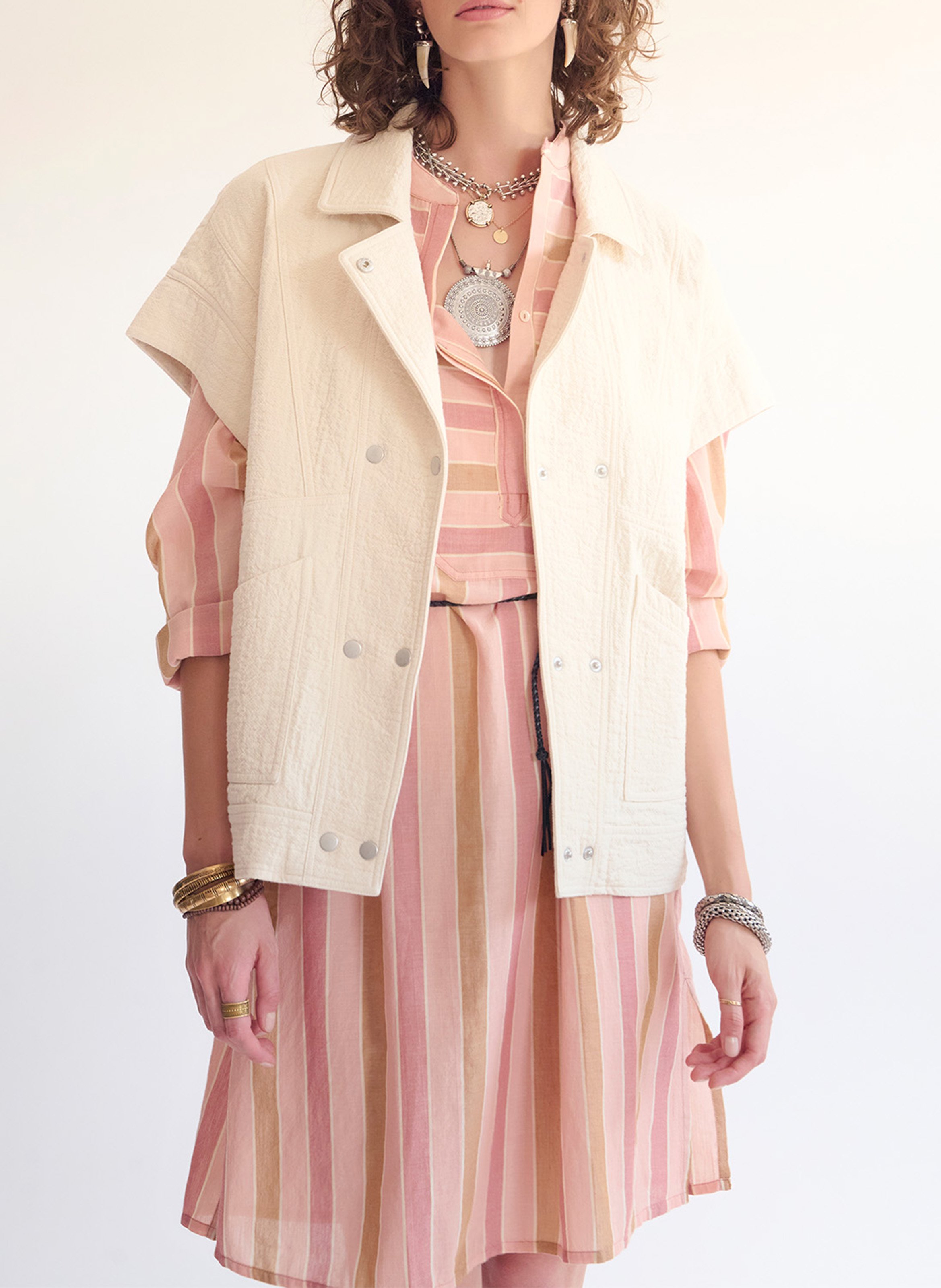 Korte mouw jas uni MKT Beige