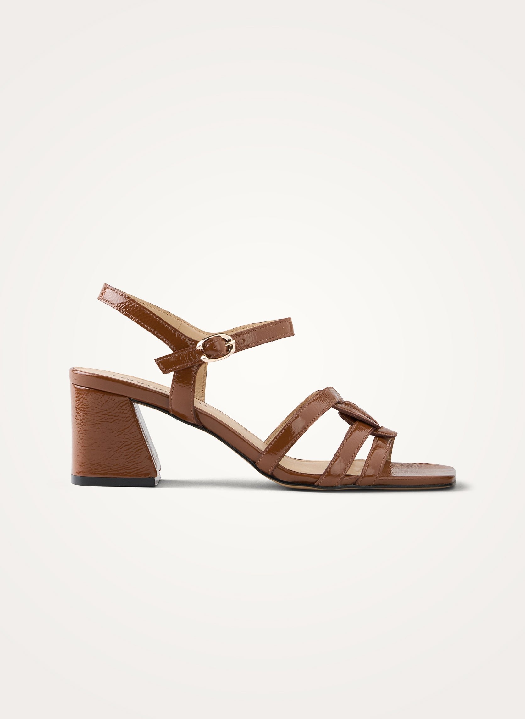 Multi-strap sandals in distressed patent leather with heel VANESSA WU