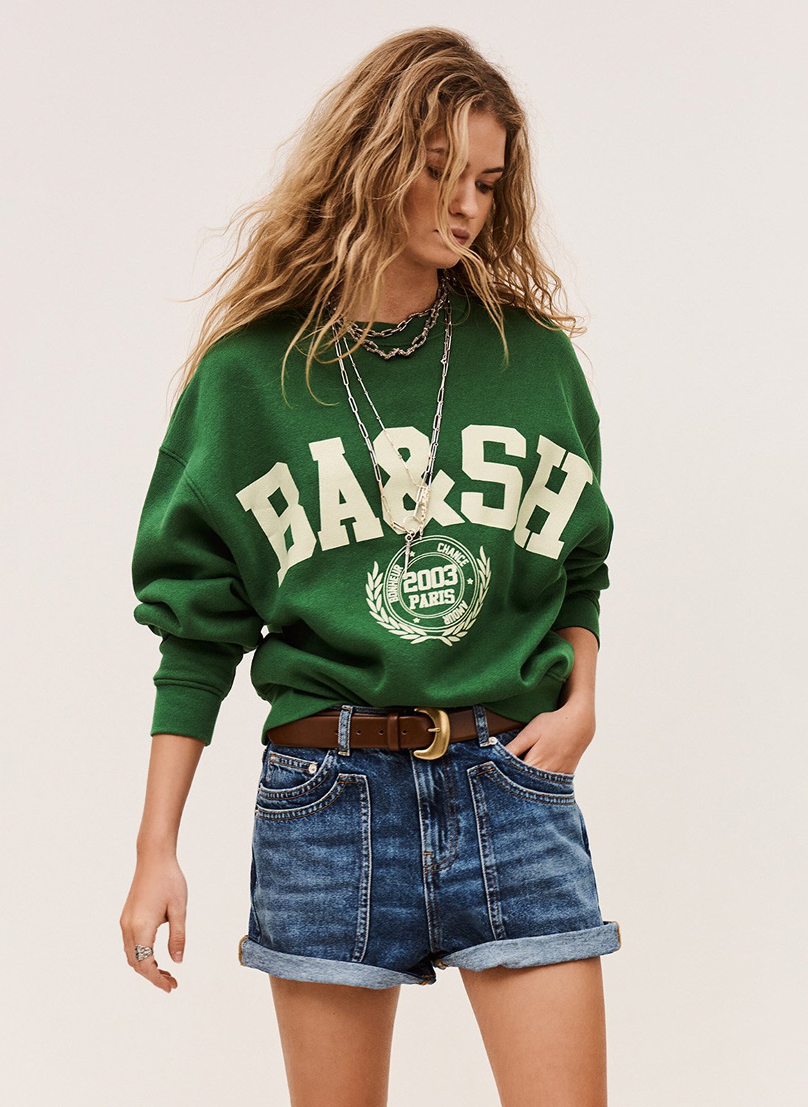 Short large en jean BA&SH Bleu