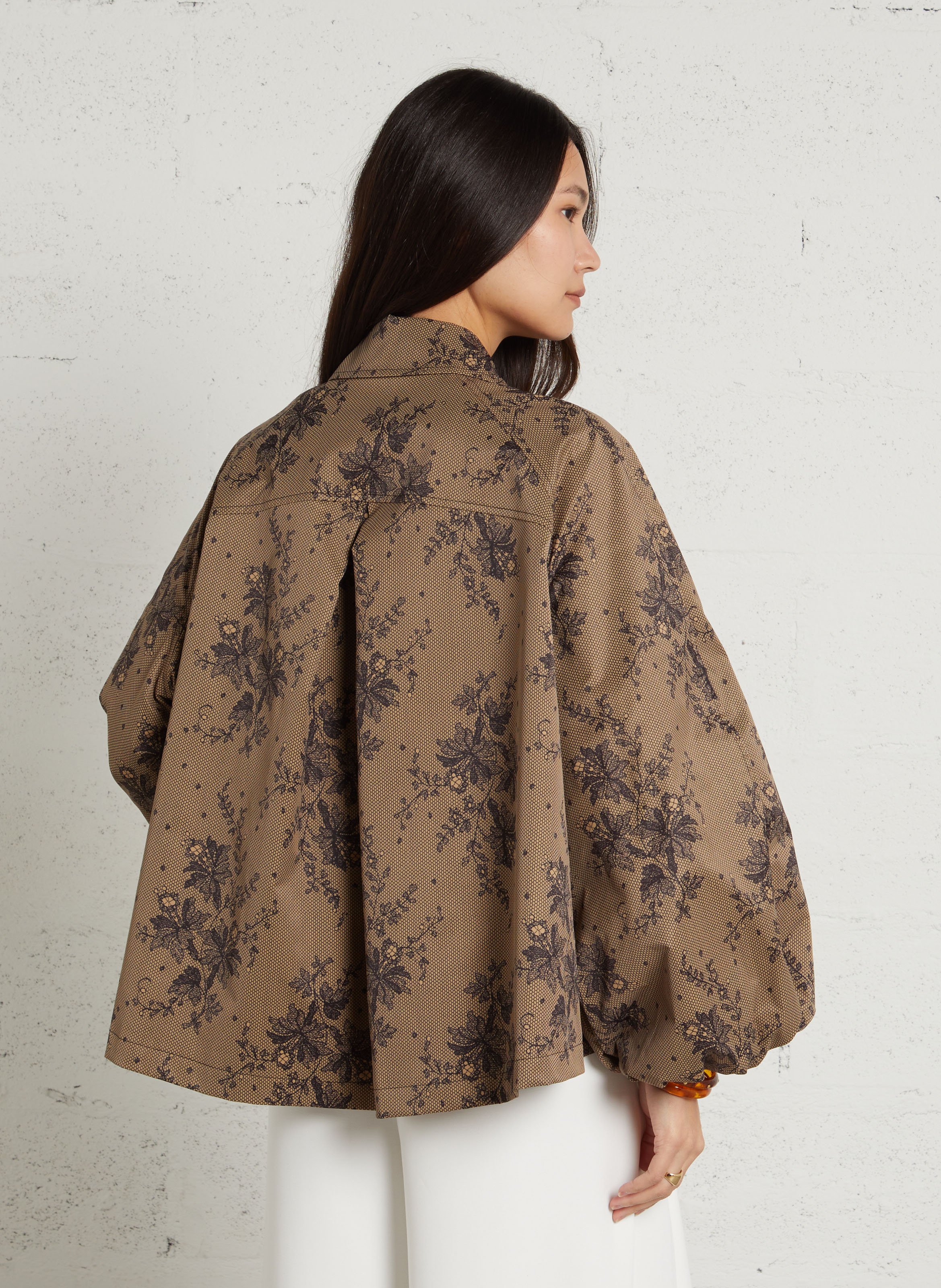 Korte trenchcoat met kantprint IMPERIAL Bruin