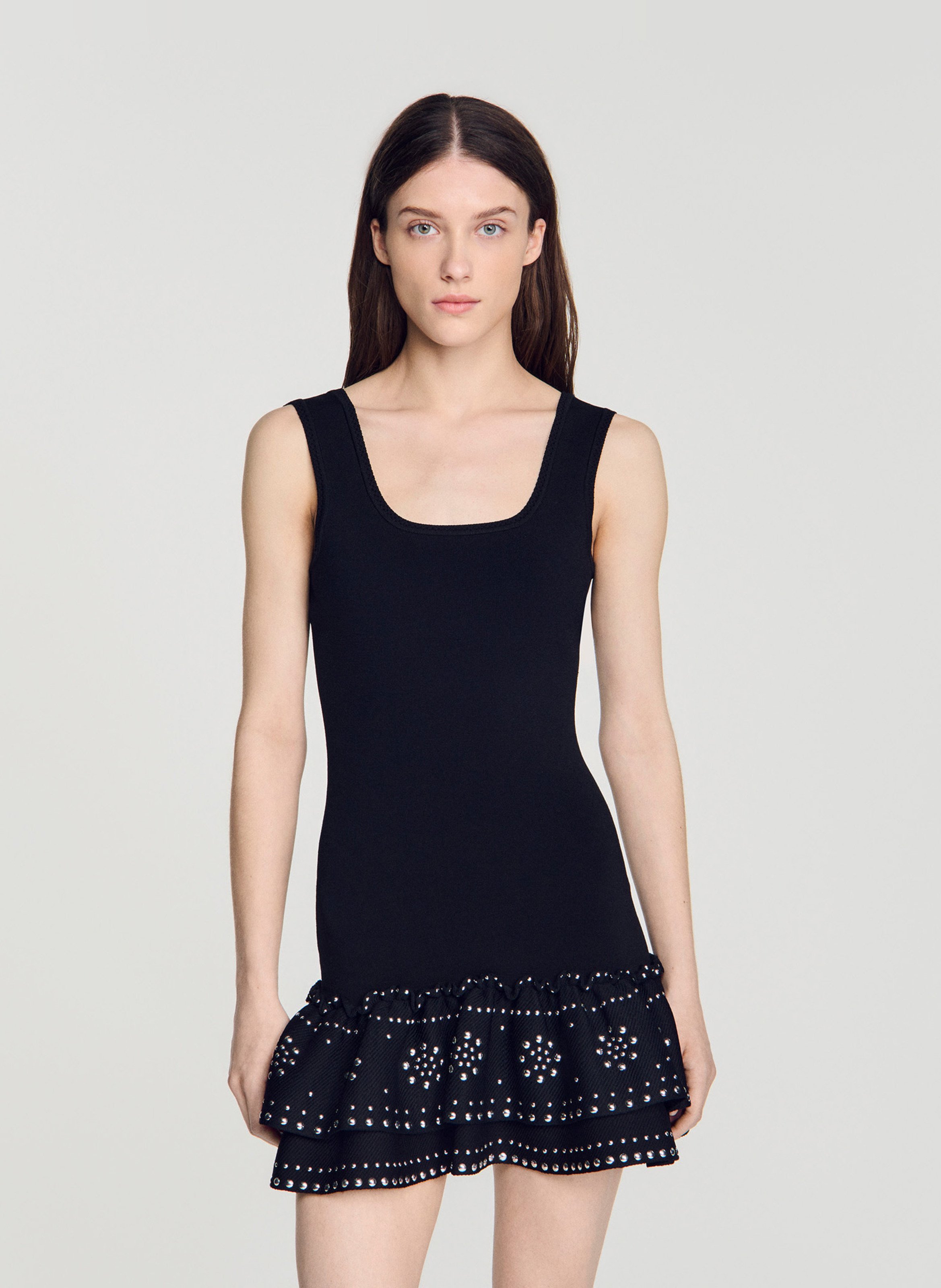 Short dress with studs SANDRO Black