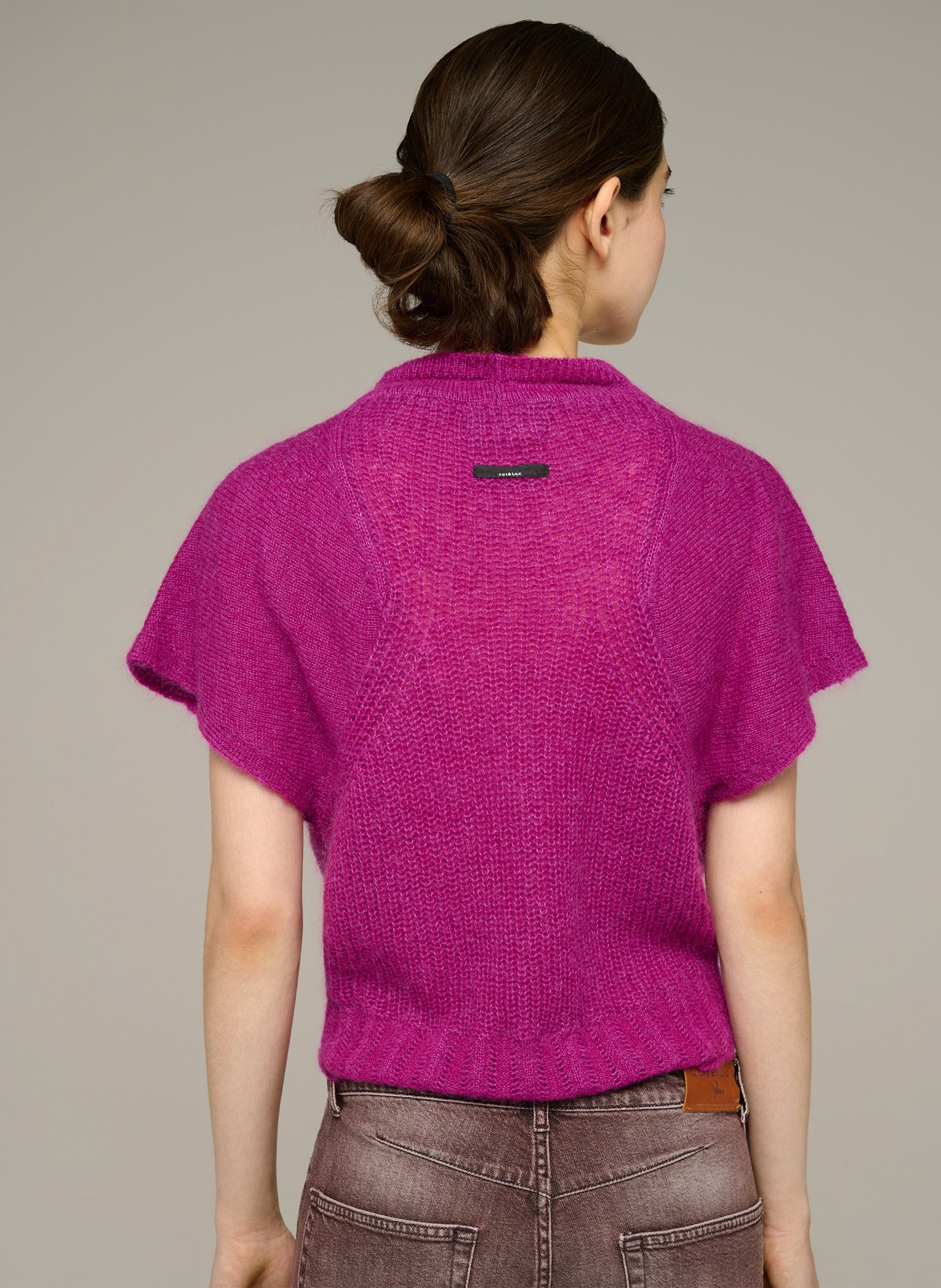 Taillierter Kurzarm-Pullover aus Wollmischung COTELAC Violett