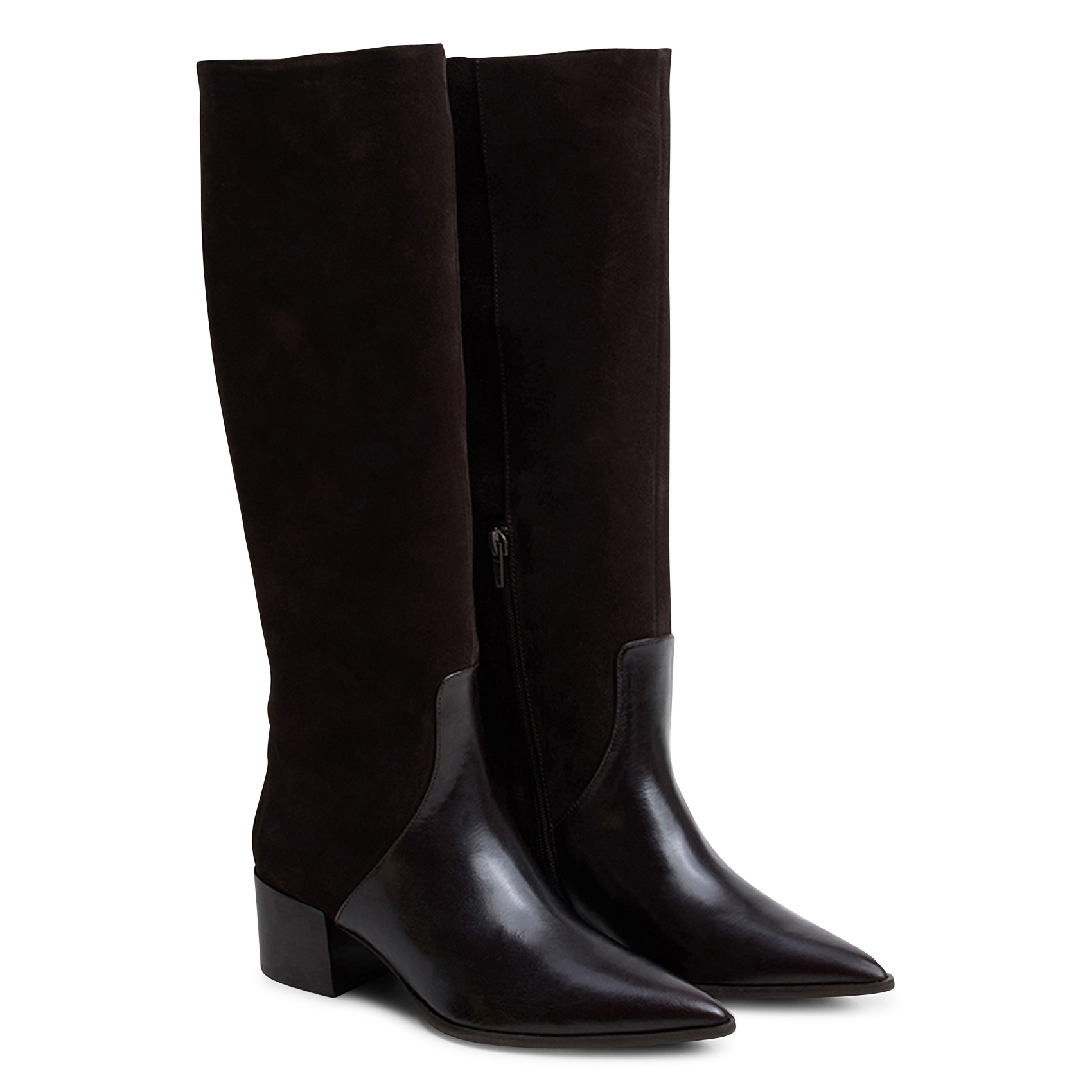 Dual-material leather ankle boots JONAK Brown