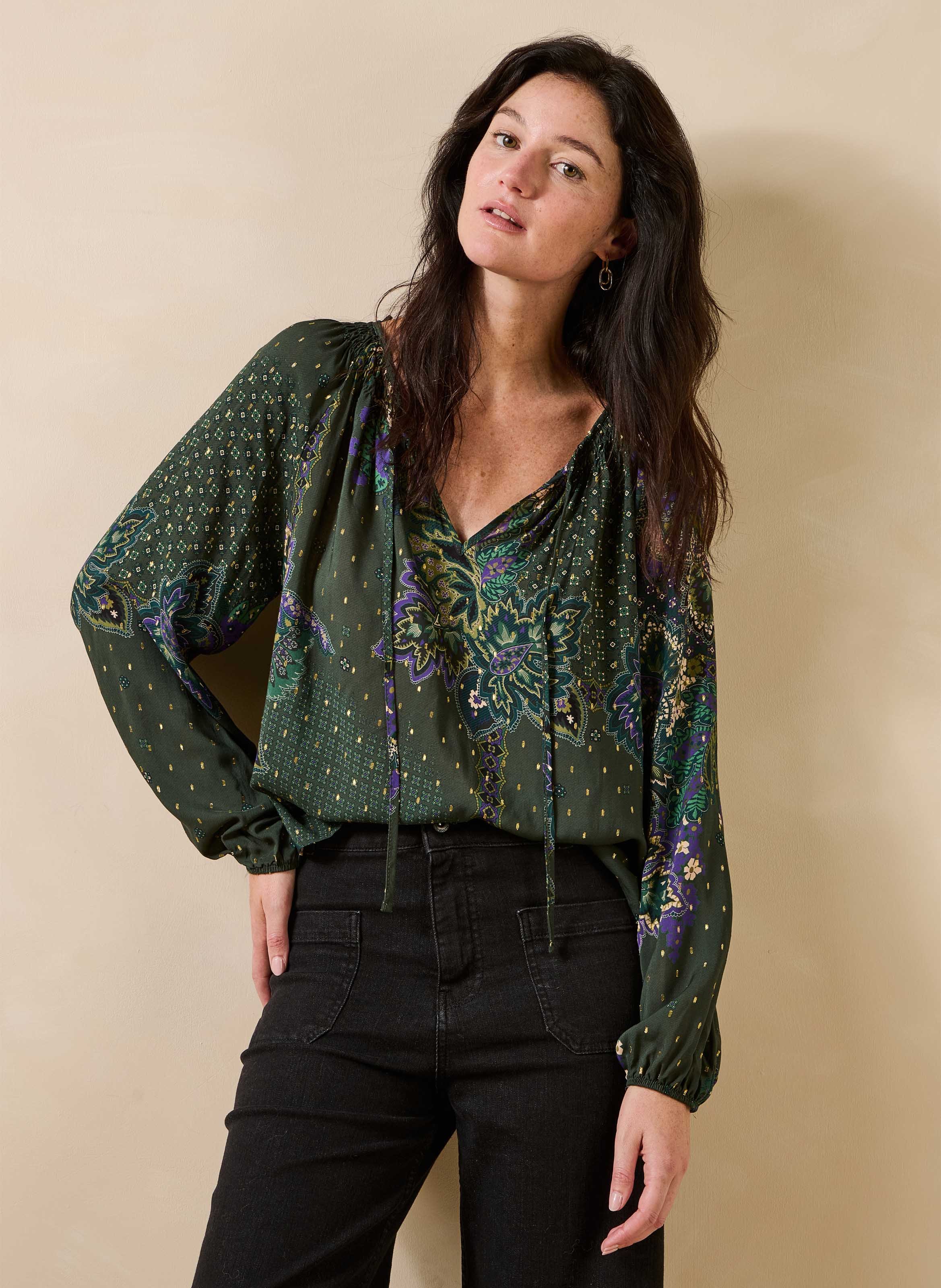 Blouse met tuniekhals LA FEE MARABOUTEE Groen