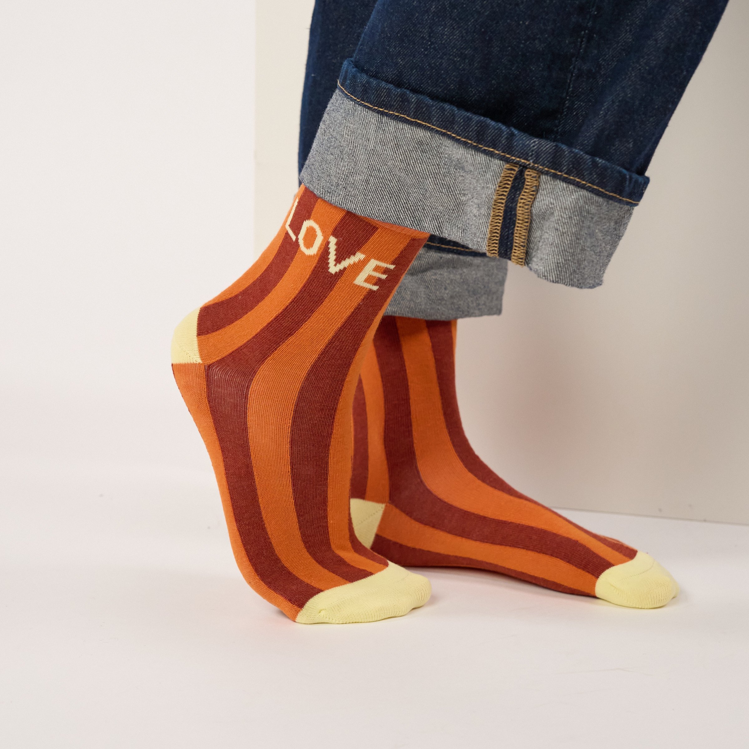 Combed cotton socks with message BILLYBELT Orange