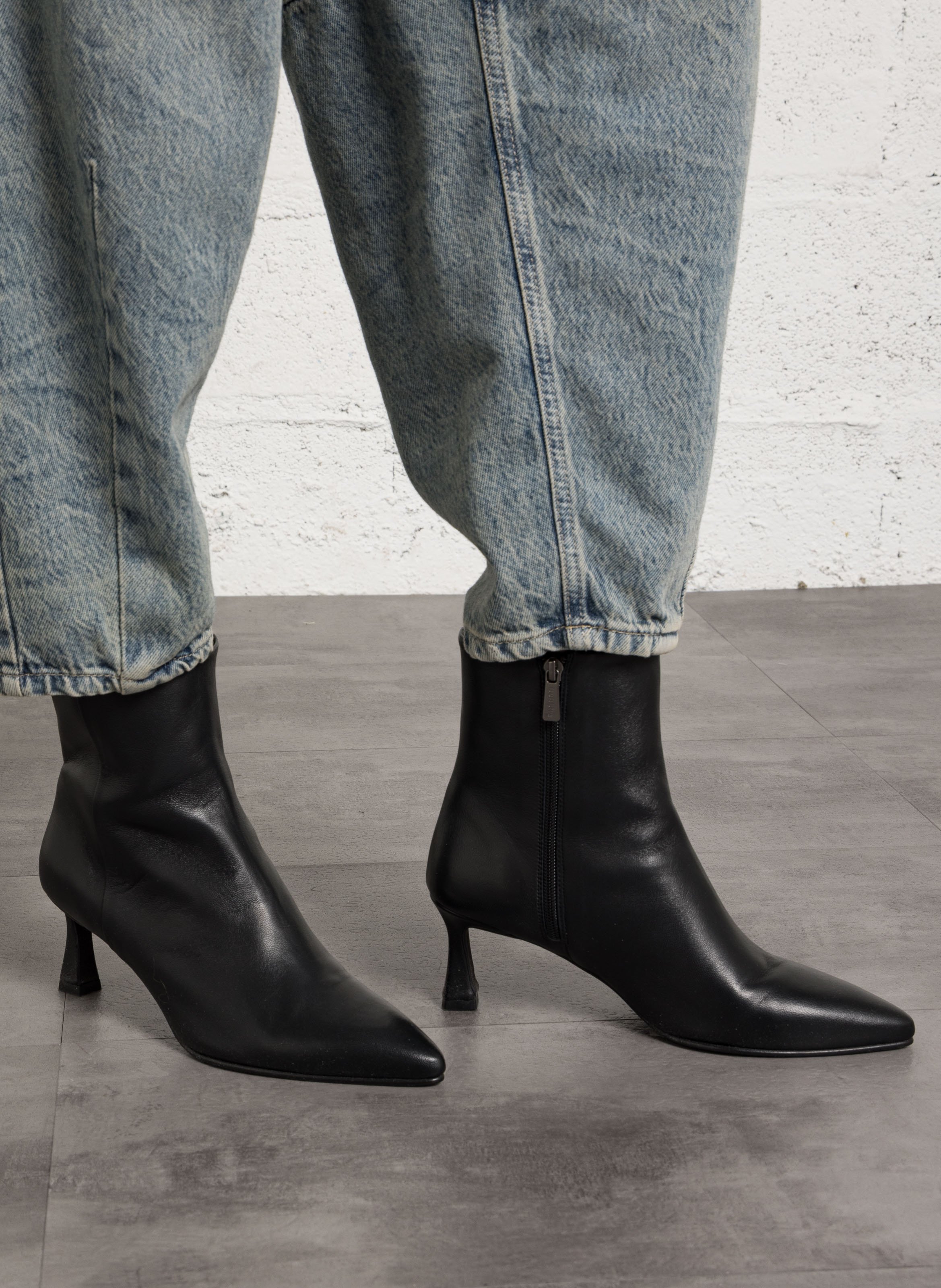 Leather mid-calf boots BOBBIES Black