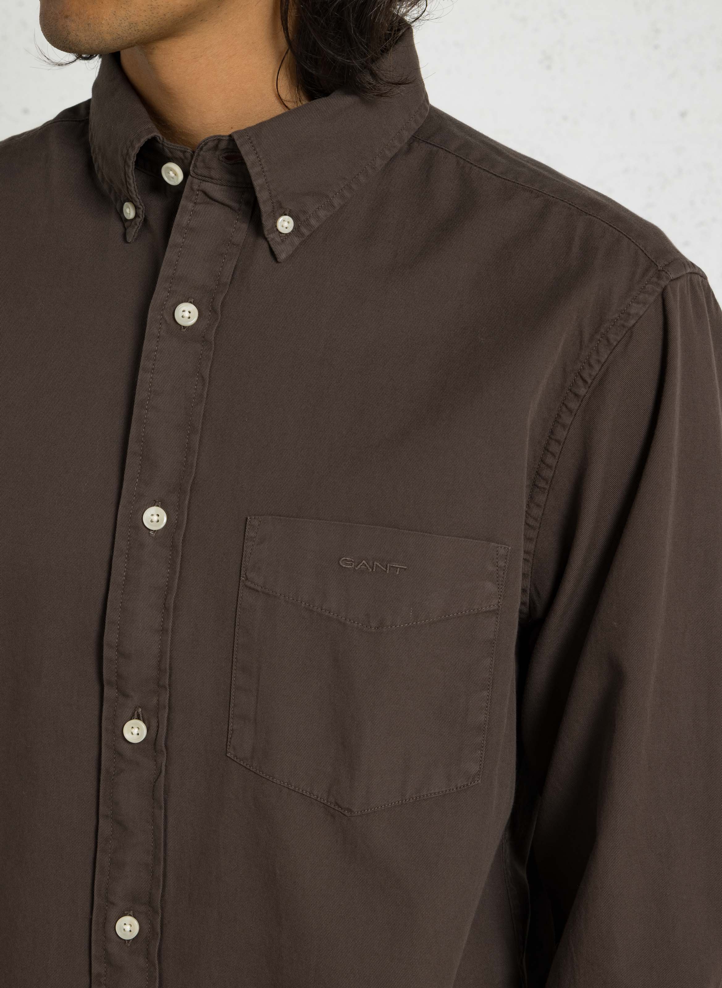 Chemise col américain en coton GANT Marron