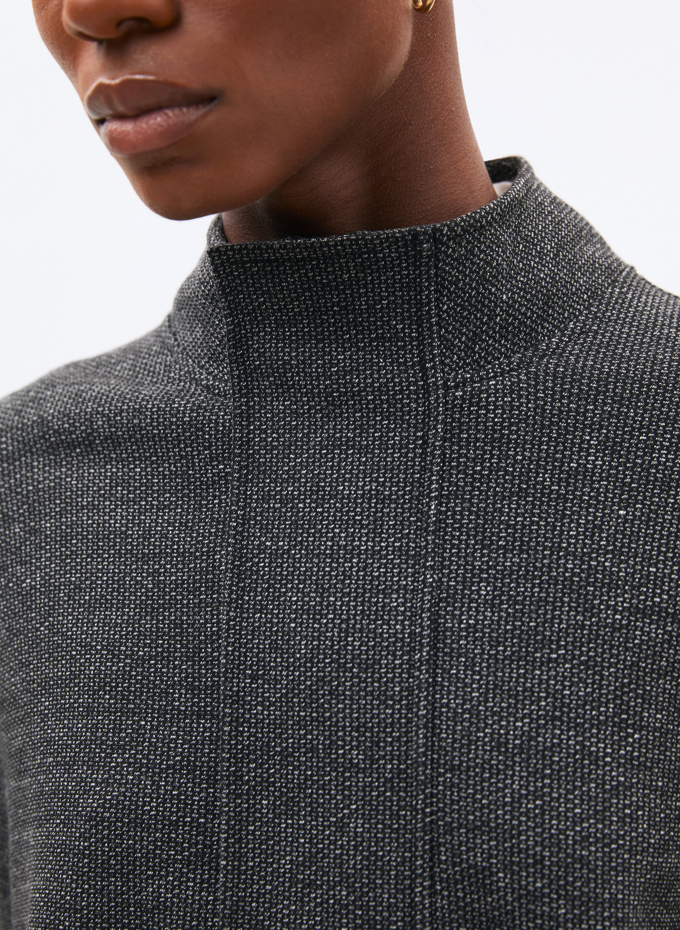 Pull décontracté à col montant zippé HUMILITY Gris