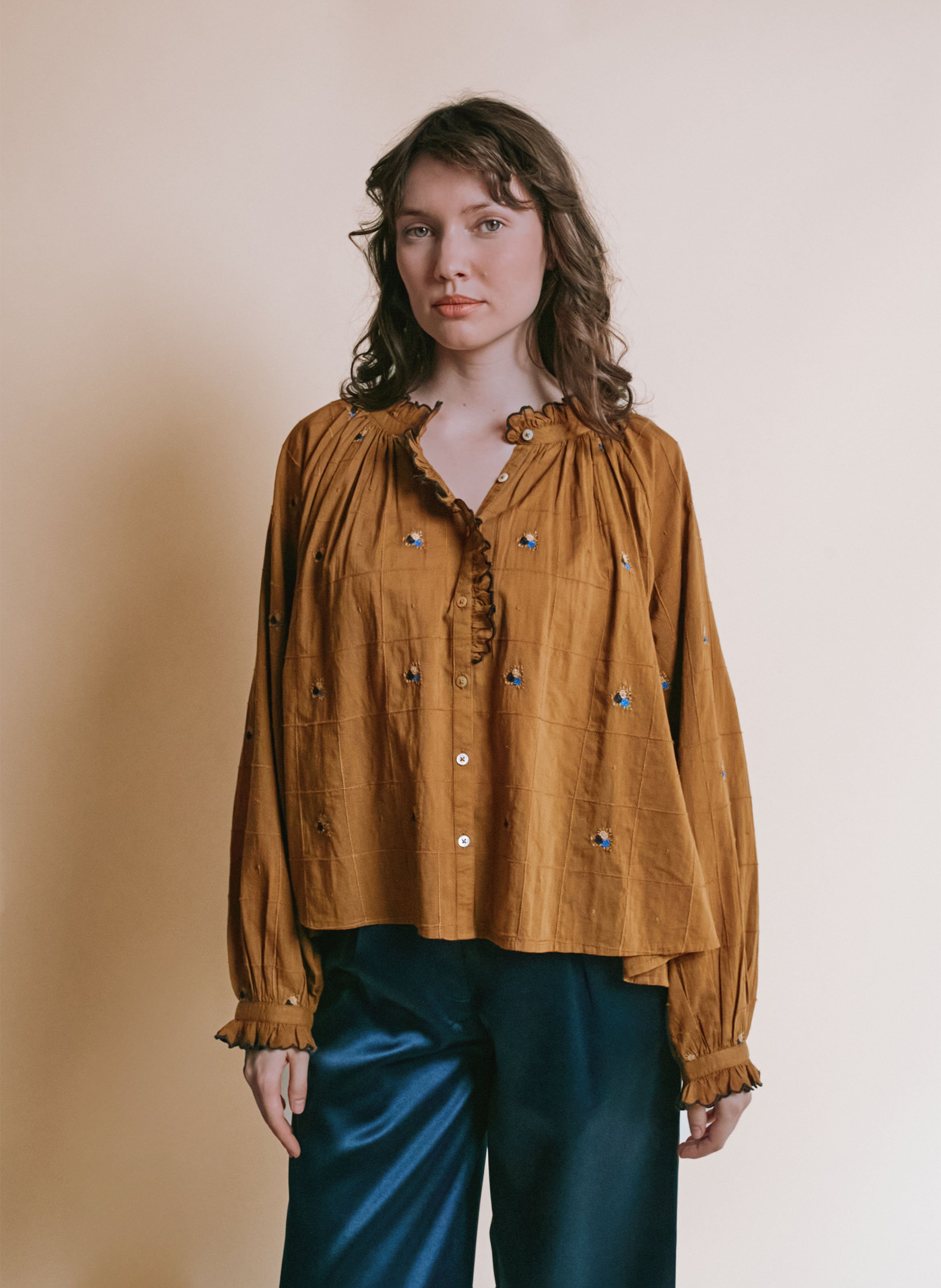 Baumwollbluse mit Rundhalskragen EMILE ET IDA